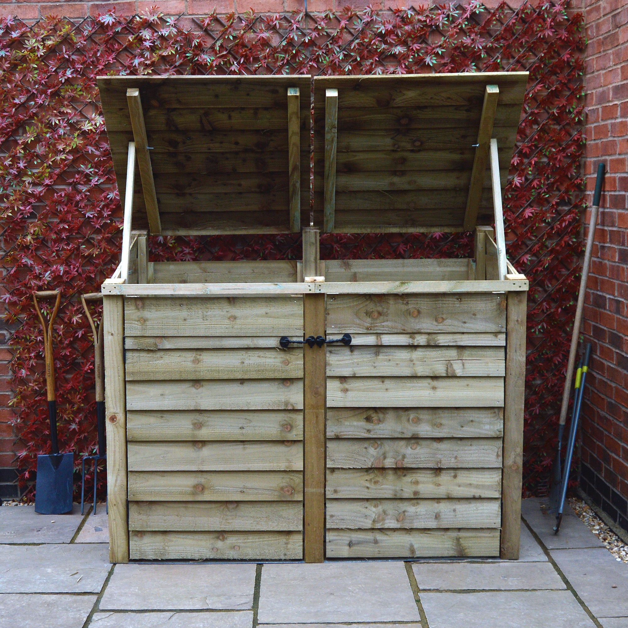 Morcott Double Wheelie Bin Store - Light Green