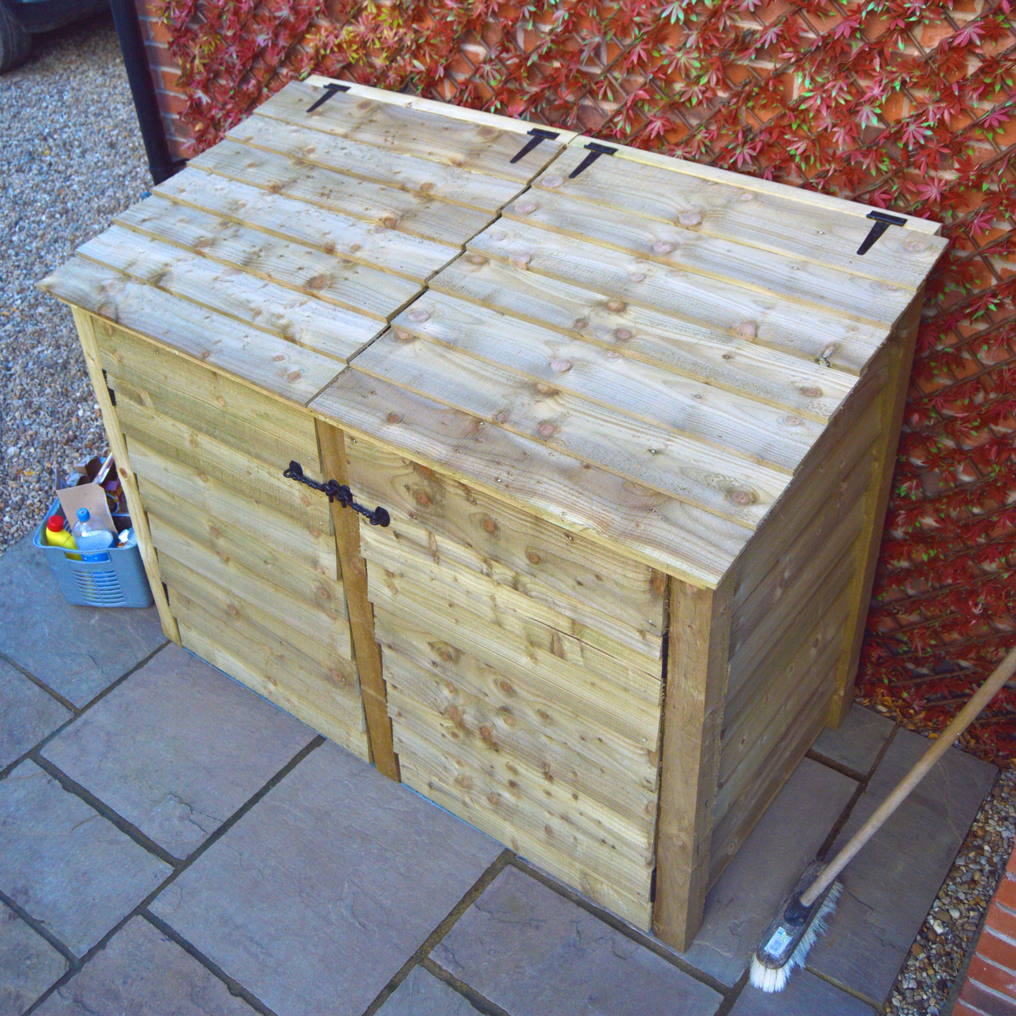 Morcott Double Wheelie Bin Store - Light Green