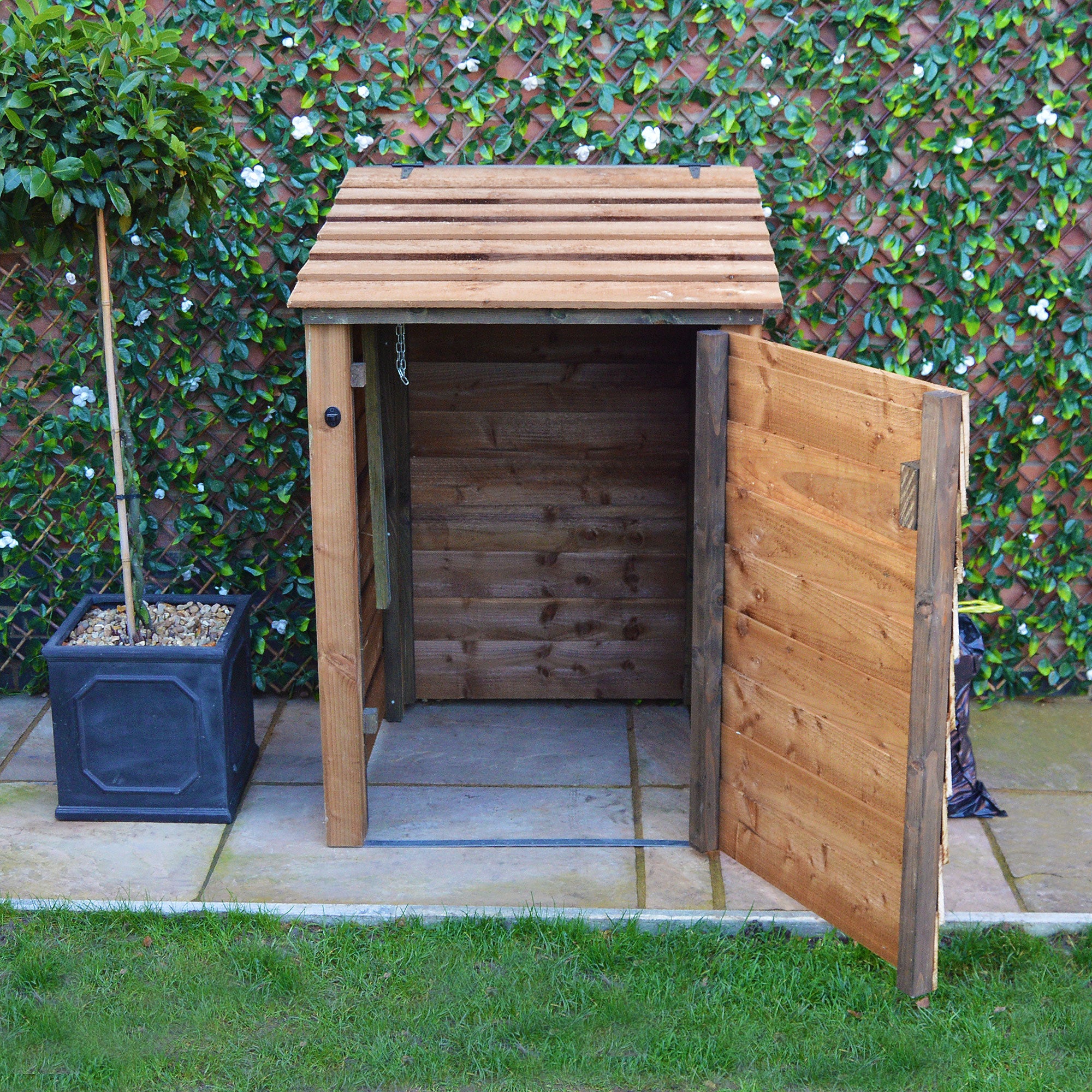 Morcott Single Wheelie Bin Store - Rustic Brown