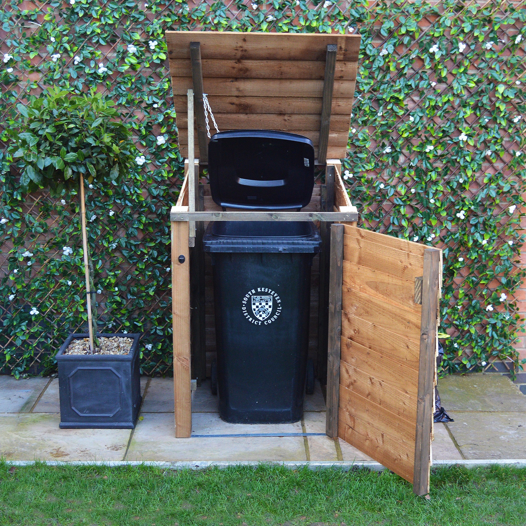 Morcott Single Wheelie Bin Store - Rustic Brown