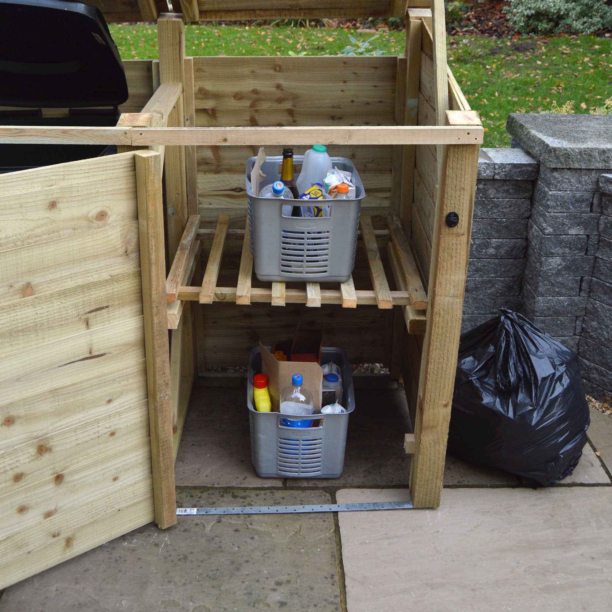 Morcott Double Wheelie Bin with Recycling Store - Light Green