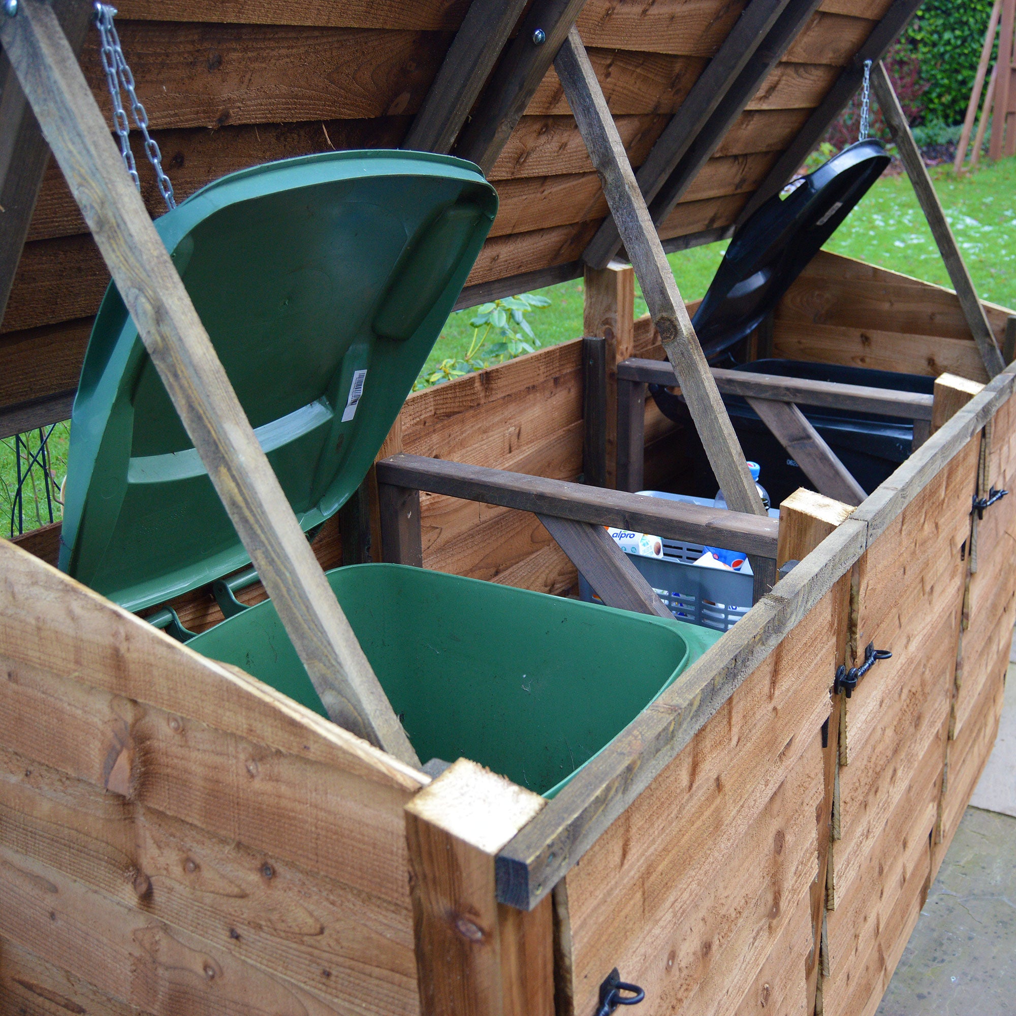 Morcott Double Wheelie Bin with Recycling Store - Rustic Brown