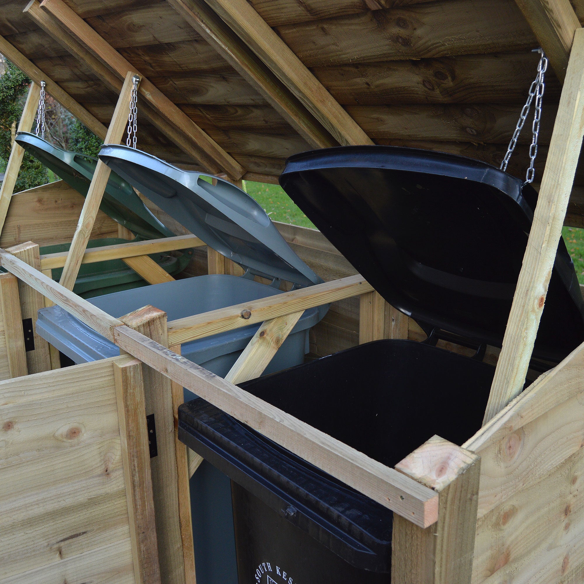 Morcott Triple Wheelie Bin Store - Light Green