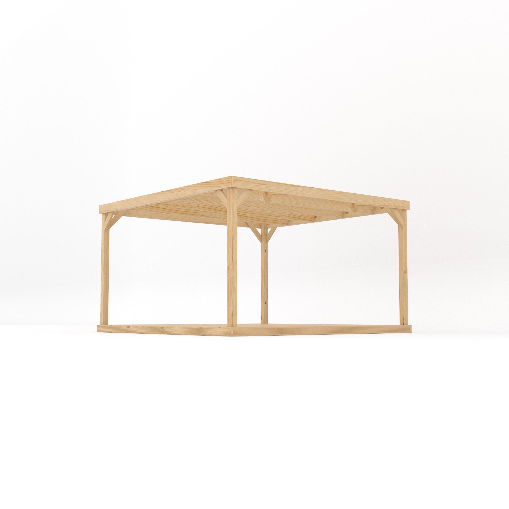 Freestanding Box Pergola with Decking - Light Green - 3.6m Width x 3.6m Length