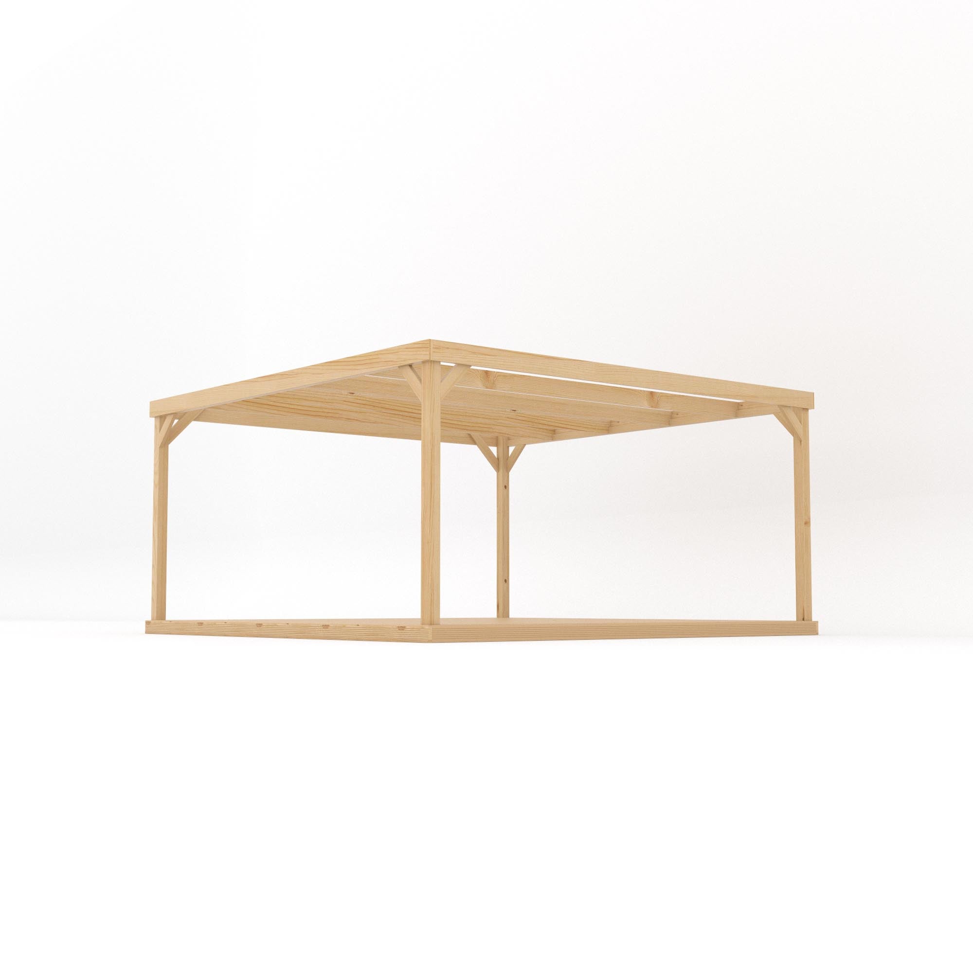 Freestanding Box Pergola with Decking - Light Green - 4.2m Width x 4.2m Length