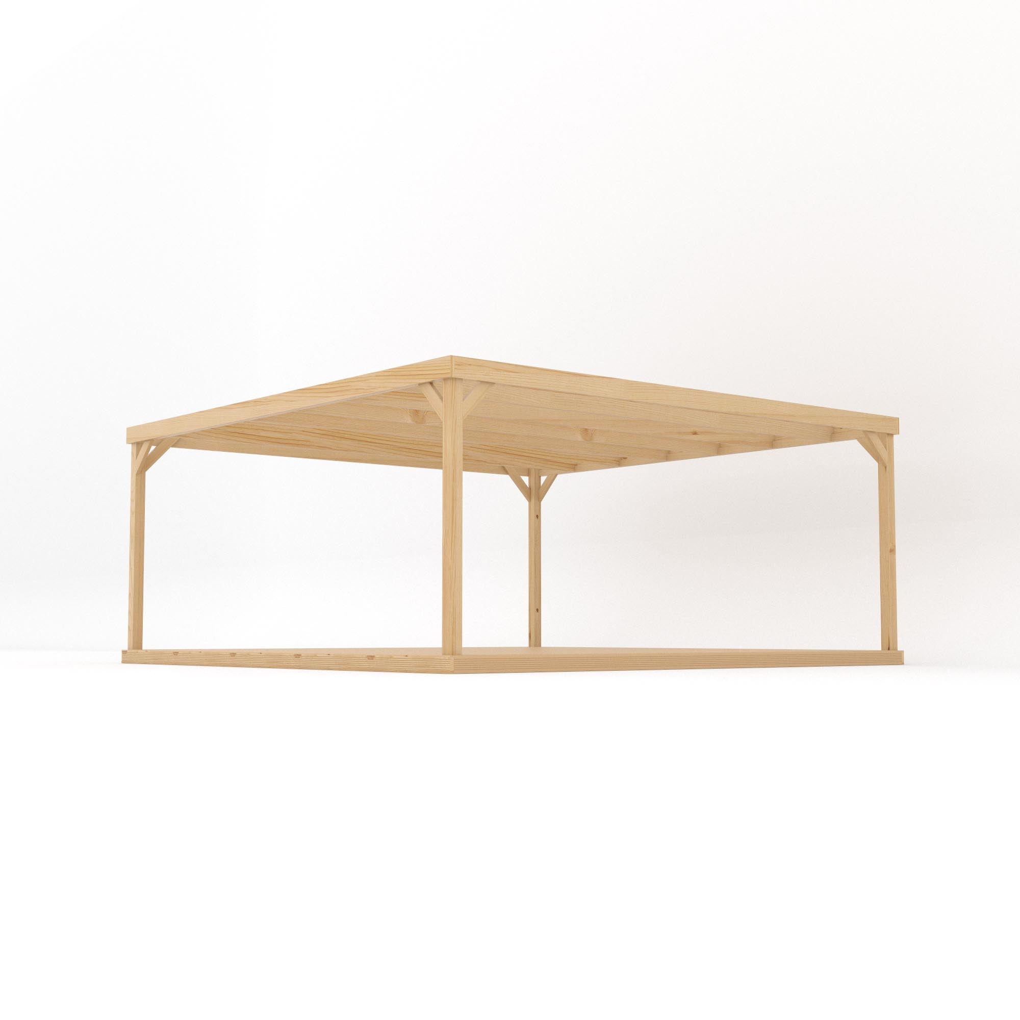 Freestanding Box Pergola with Decking - Light Green - 4.8m Width x 4.8m Length