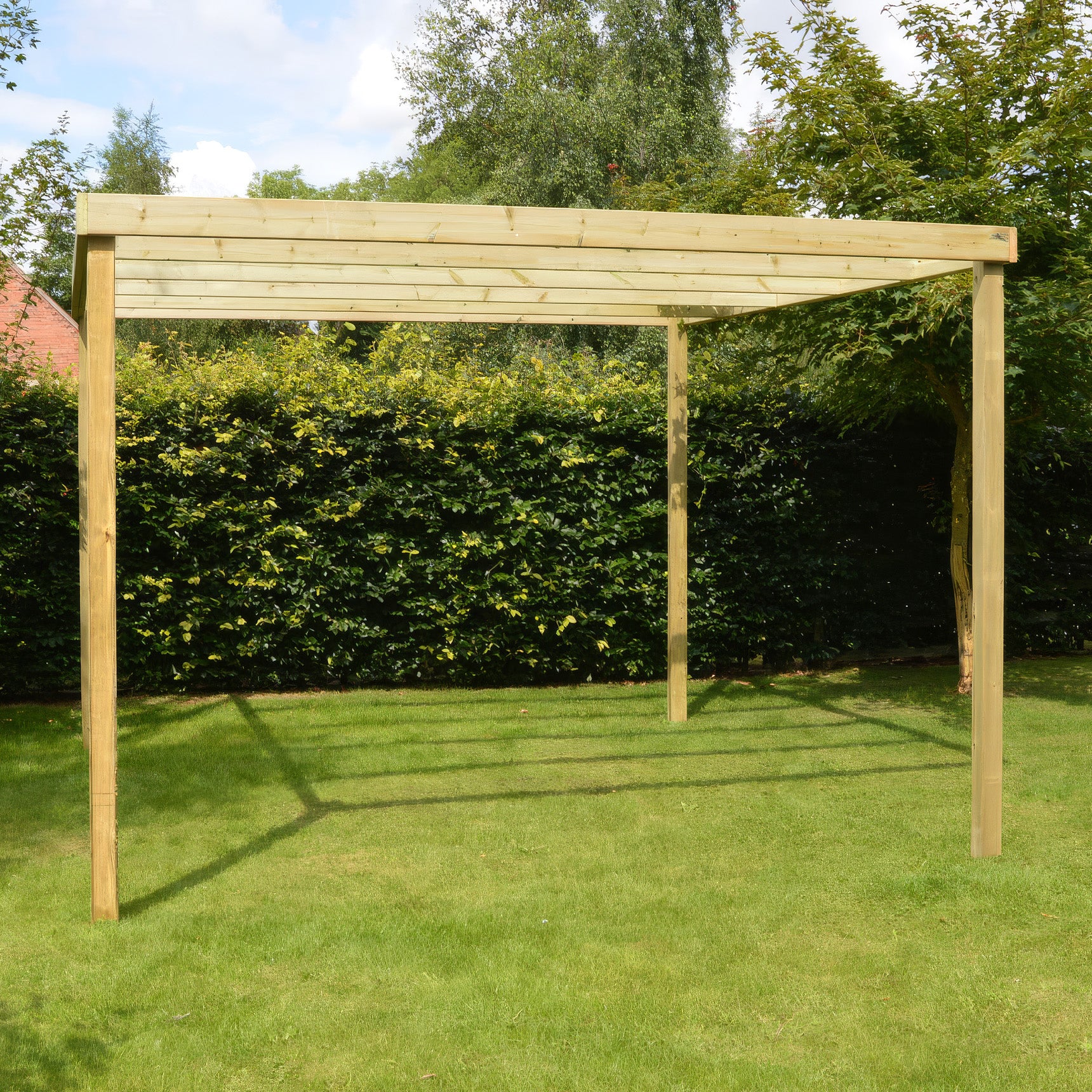 Freestanding Box Pergola - Light Green - 4.8m Width x 4.8m Length - Clearance Grade