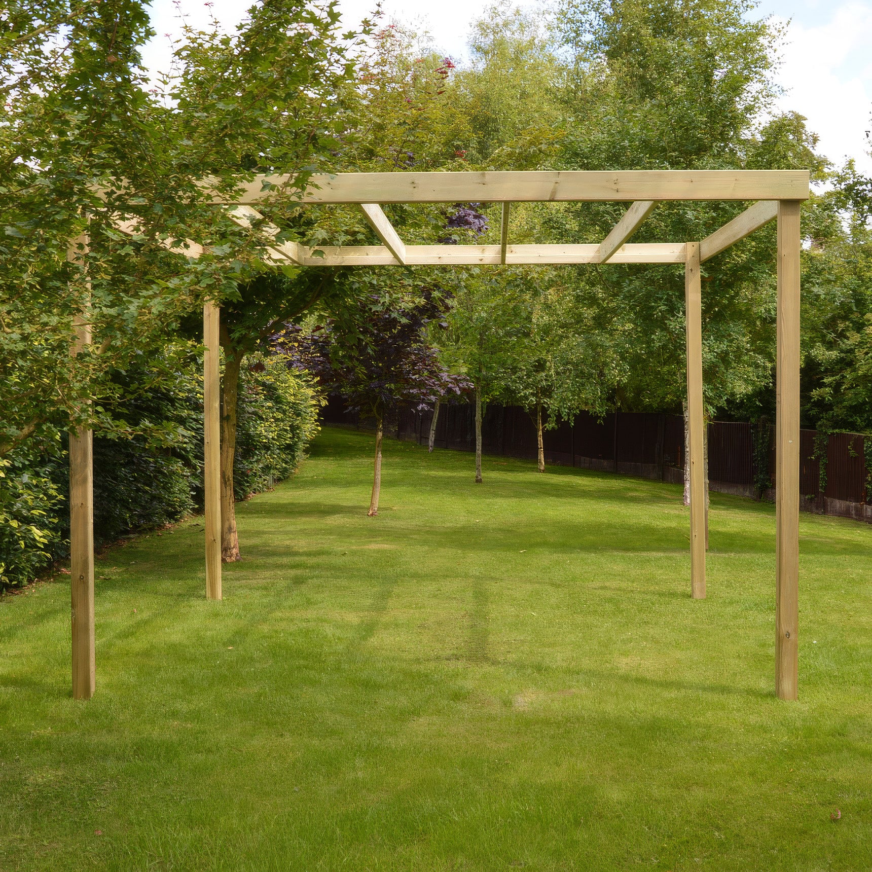 Freestanding Box Pergola - Light Green - 4.8m Width x 4.8m Length - Clearance Grade