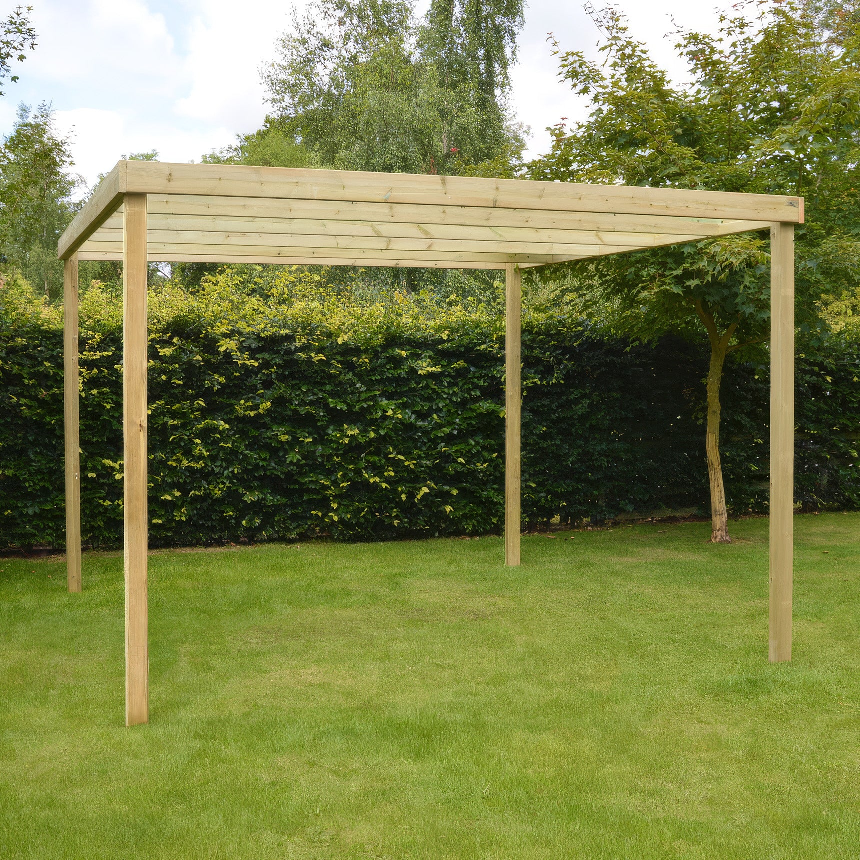 Freestanding Box Pergola - Light Green - 4.8m Width x 4.8m Length - Clearance Grade
