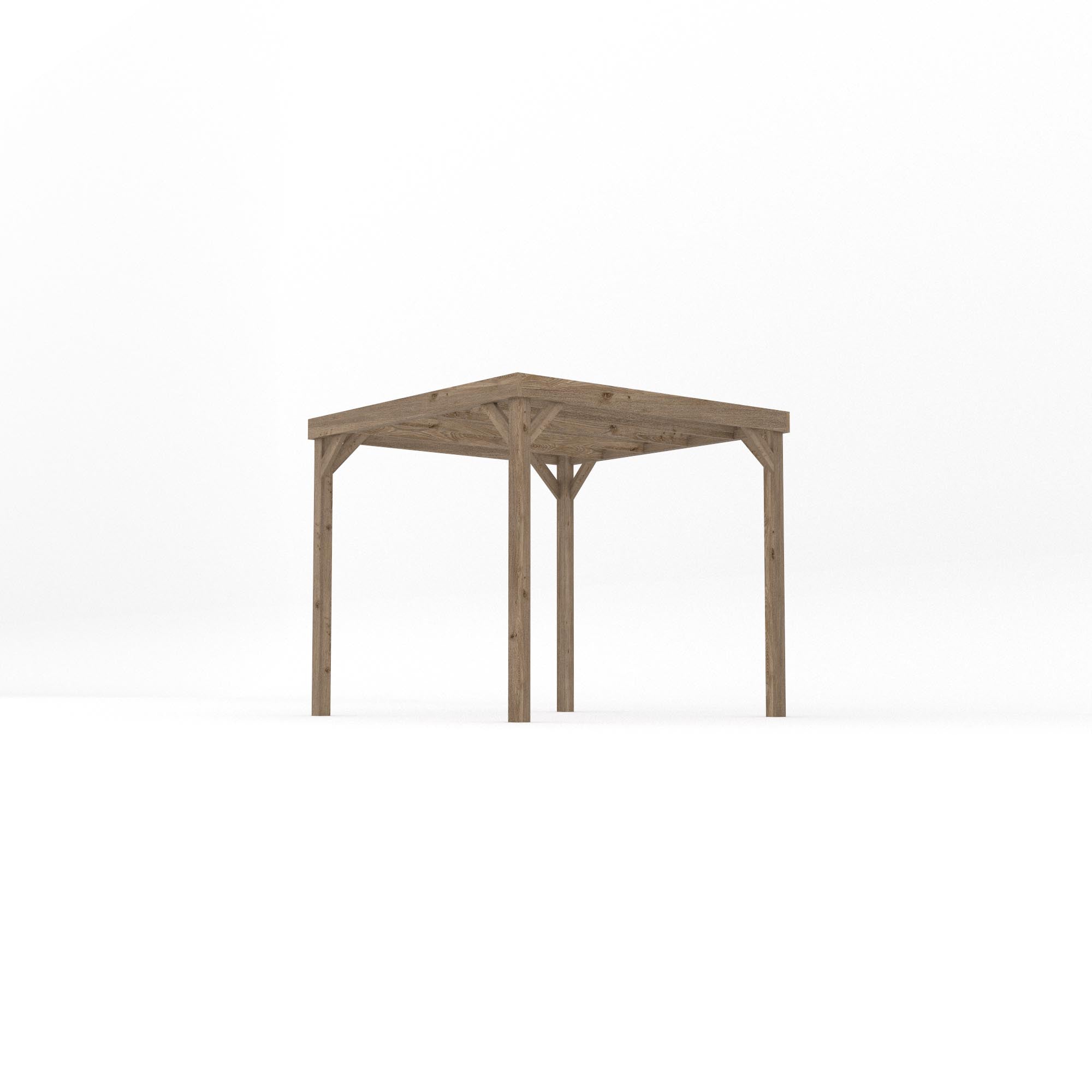 Freestanding Box Pergola - Rustic Brown - 2.4m Width x 2.4m Length