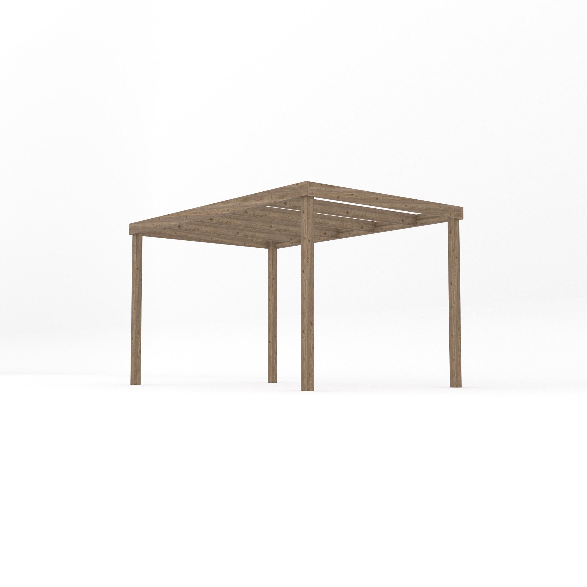 Freestanding Box Pergola - Rustic Brown - 2.4m Width x 3.6m Length