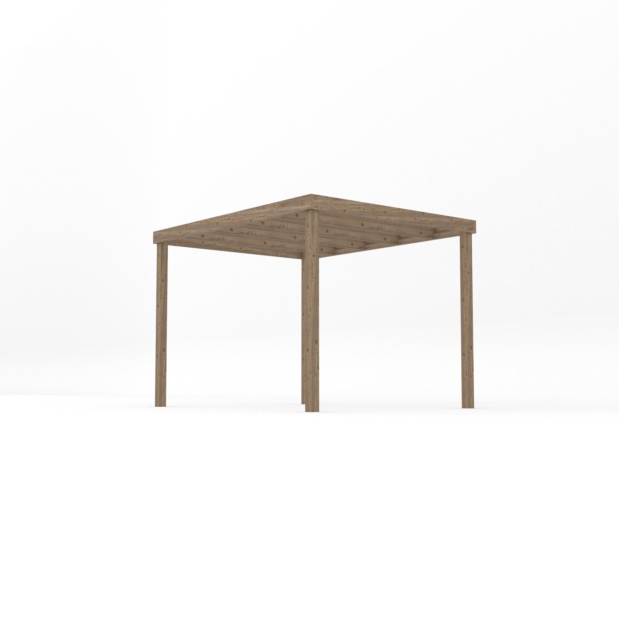 Freestanding Box Pergola - Rustic Brown - 2.4m Width x 2.4m Length - Clearance Grade