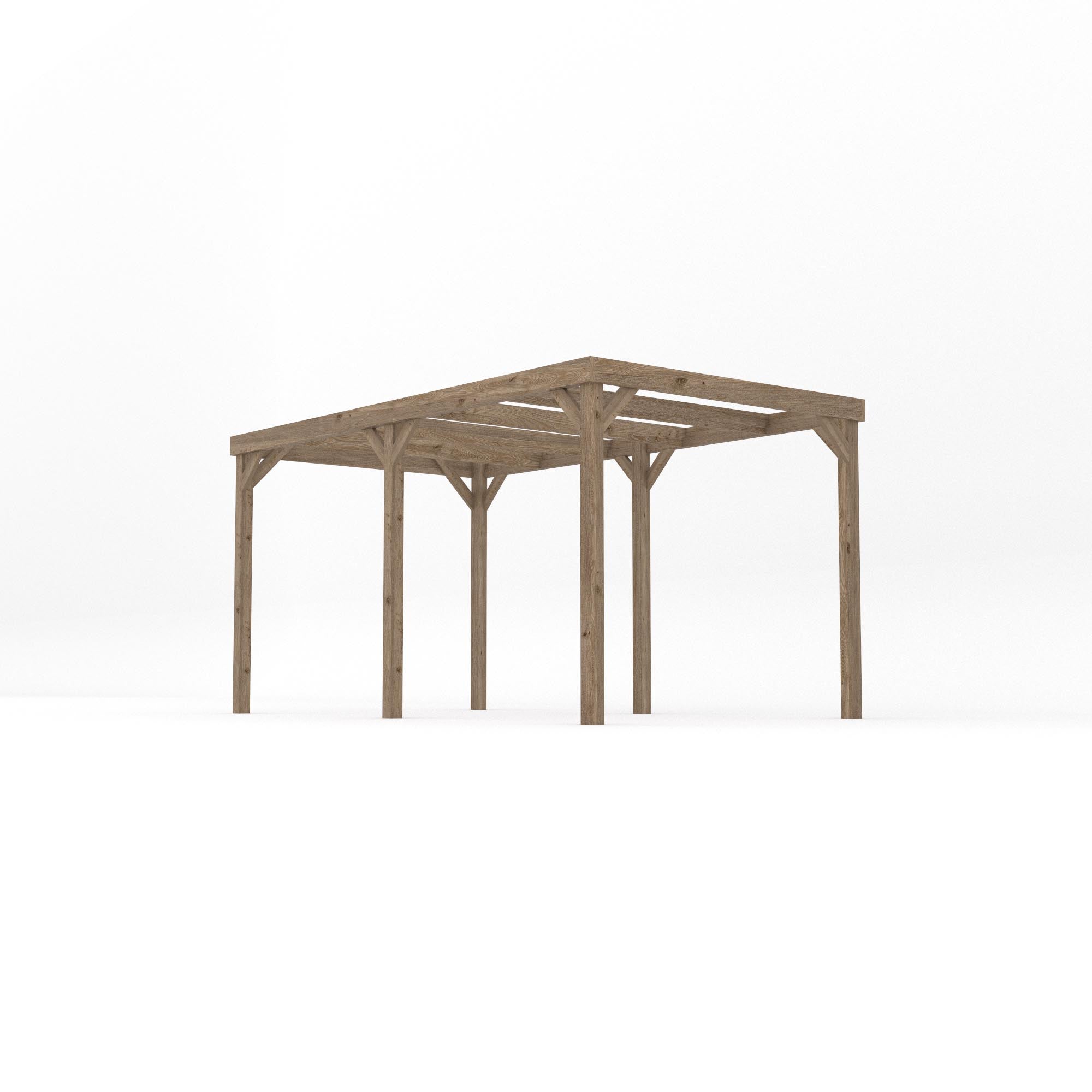 Freestanding Box Pergola - Rustic Brown - 3m Width x 4.2m Length