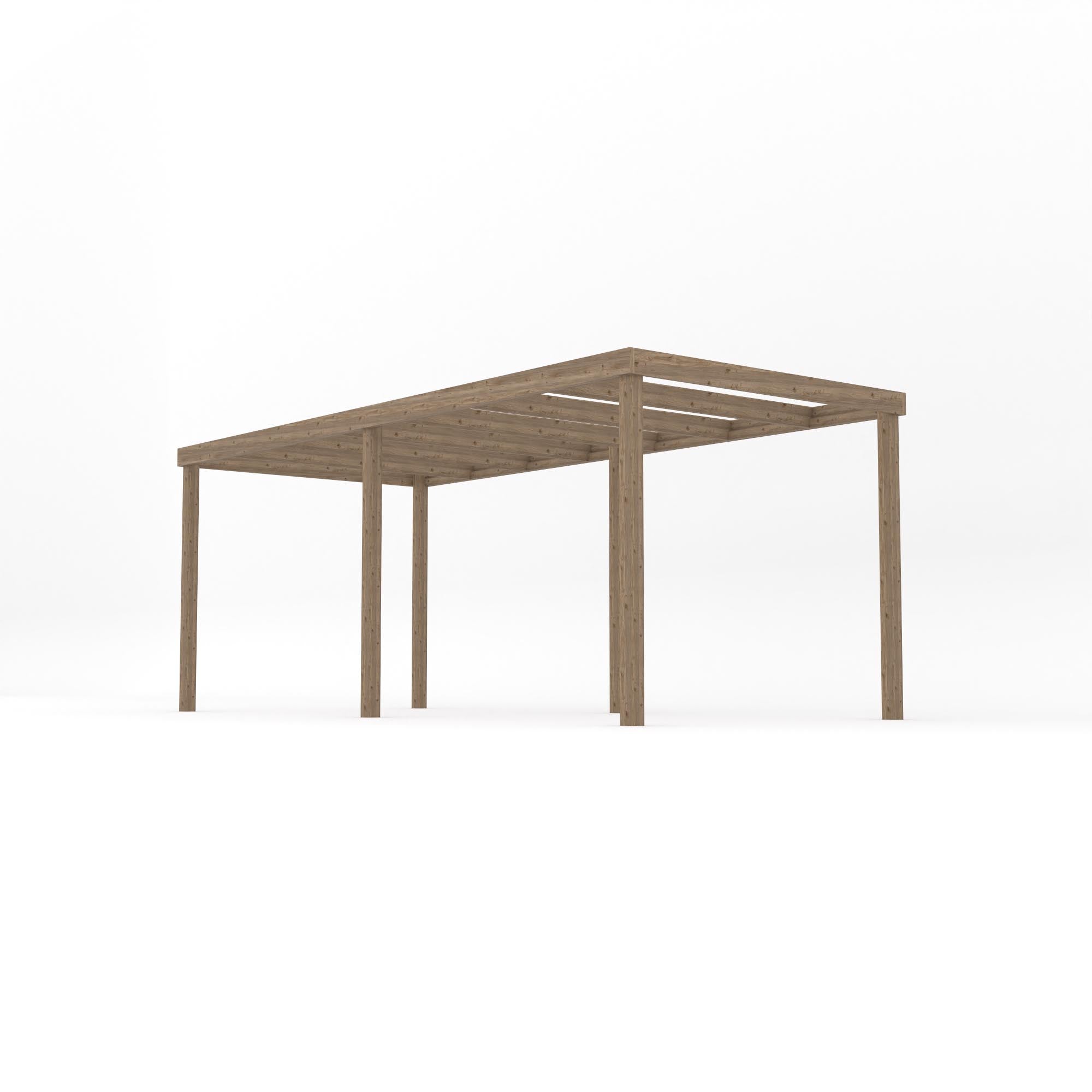 Freestanding Box Pergola - Rustic Brown - 4.8m Width x 5.4m Length