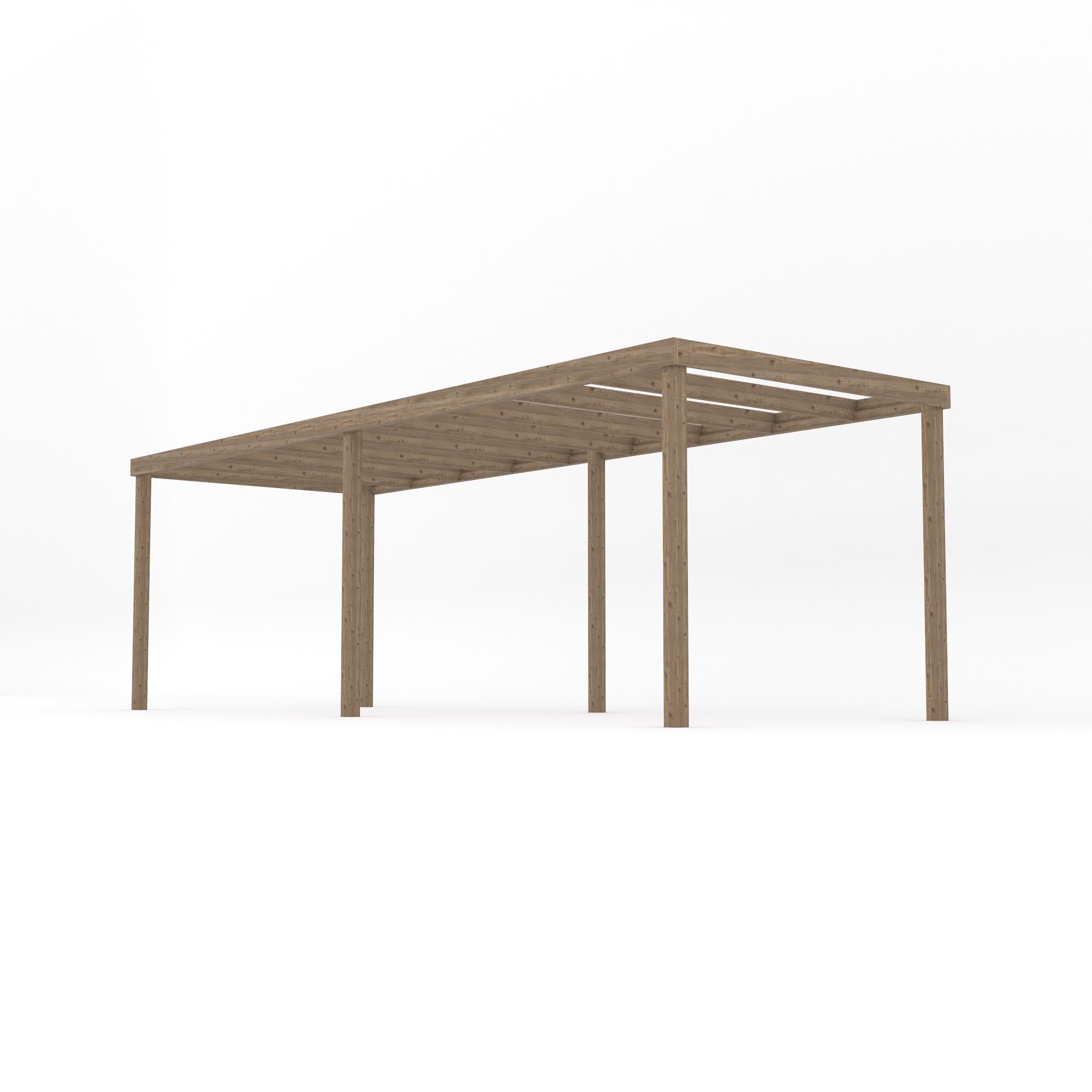 Freestanding Box Pergola - Rustic Brown - 4.8m Width x 6.6m Length