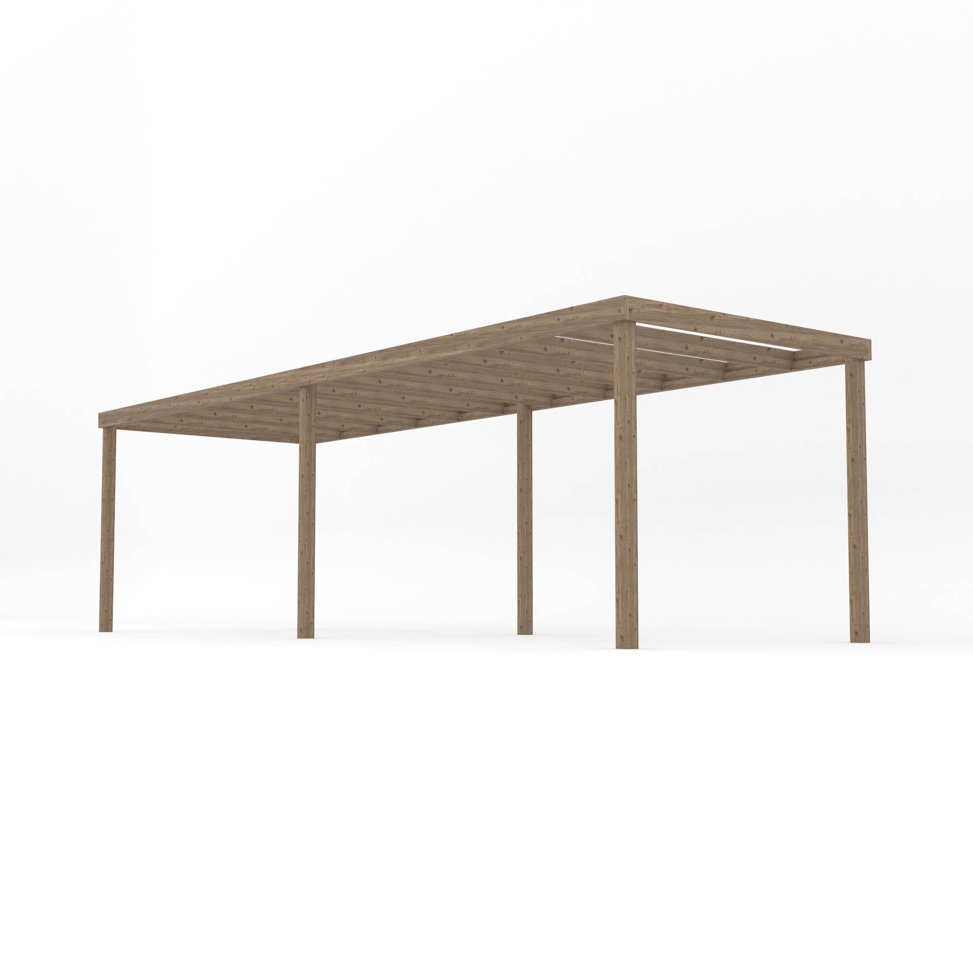 Freestanding Box Pergola - Rustic Brown - 4.8m Width x 7.2m Length