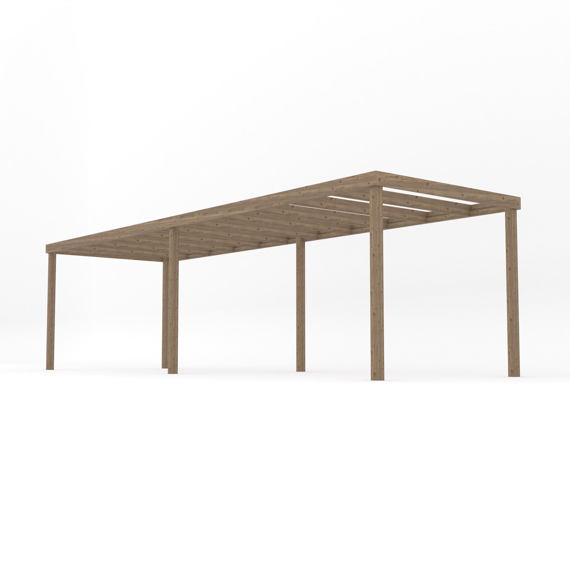 Freestanding Box Pergola - Rustic Brown - 4.8m Width x 7.8m Length