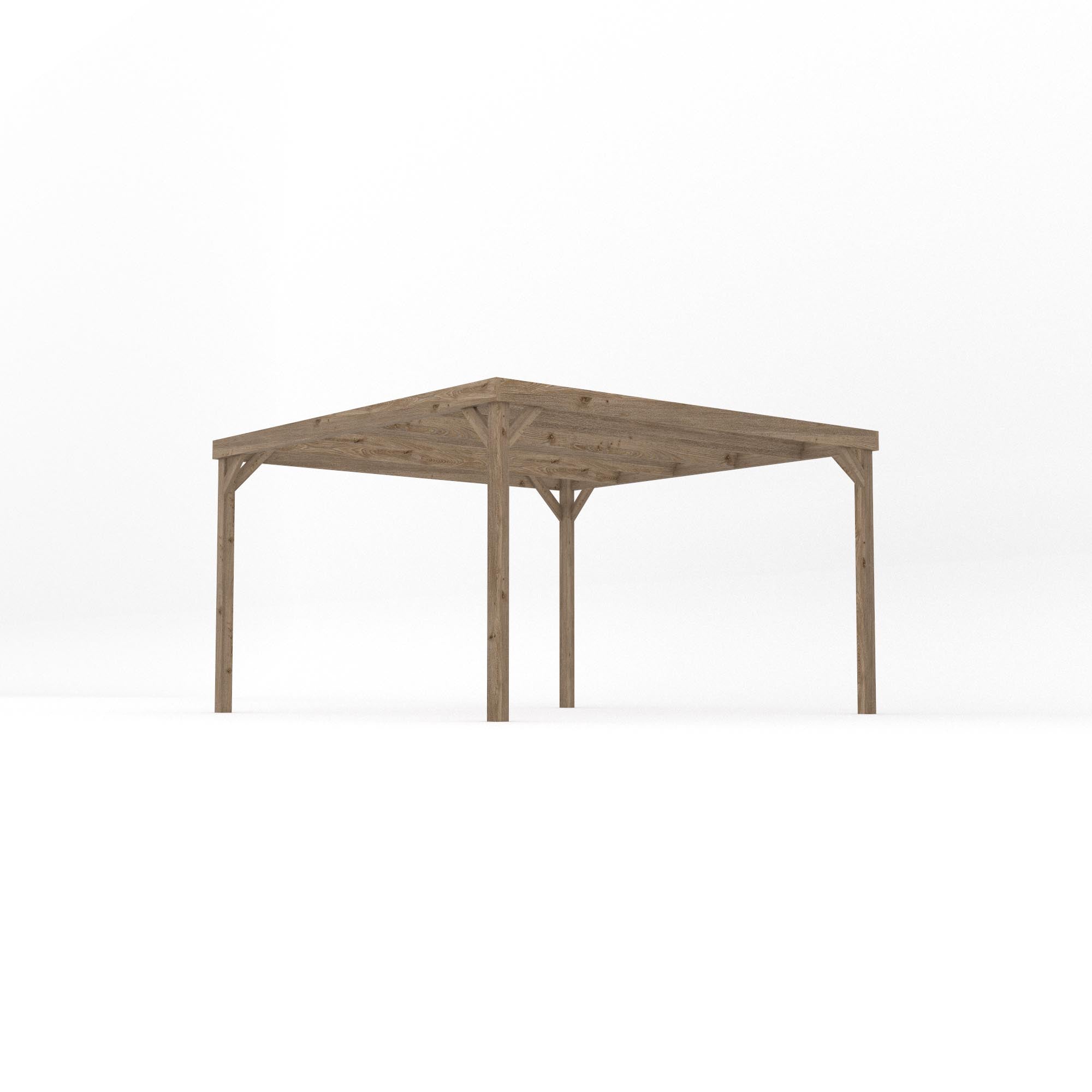 Freestanding Box Pergola - Rustic Brown - 3.6m Width x 3.6m Length - Clearance Grade