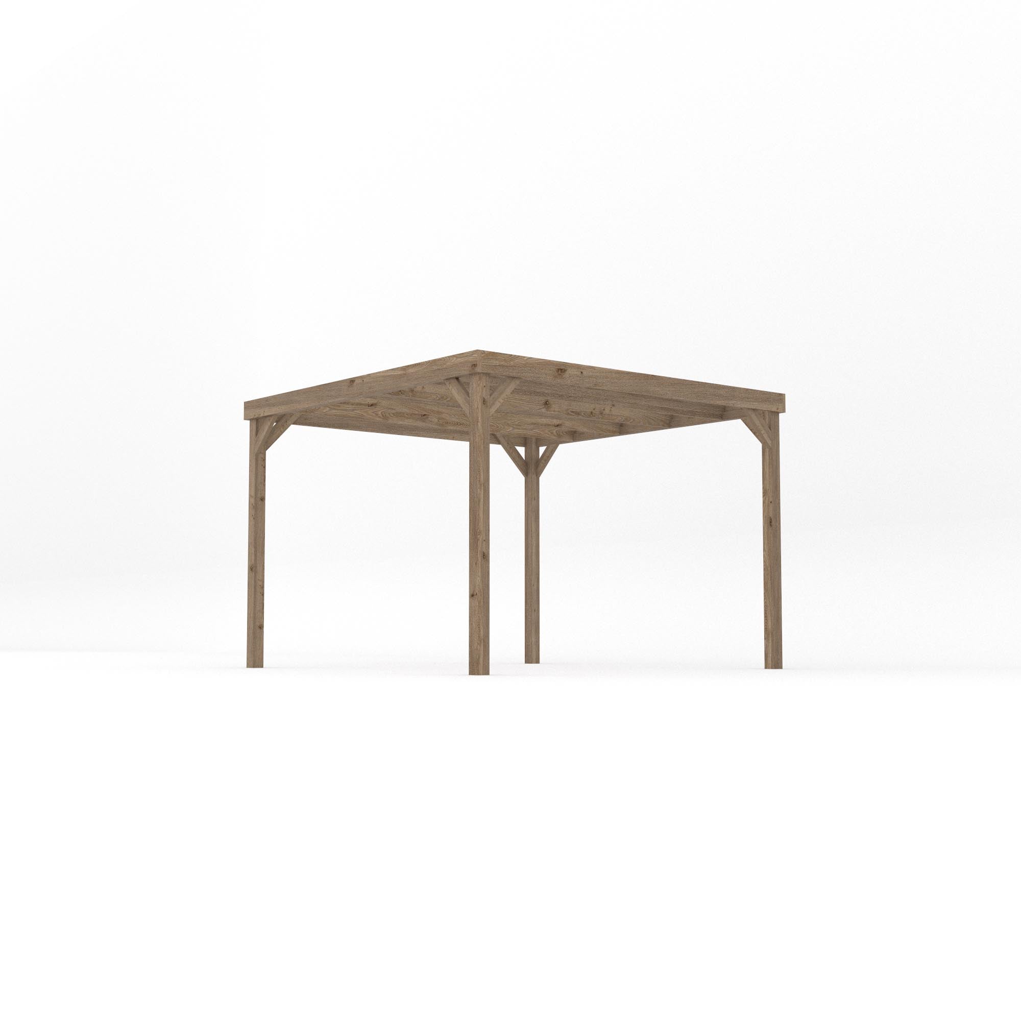 Freestanding Box Pergola - Rustic Brown - 3m Width x 3m Length - Clearance Grade