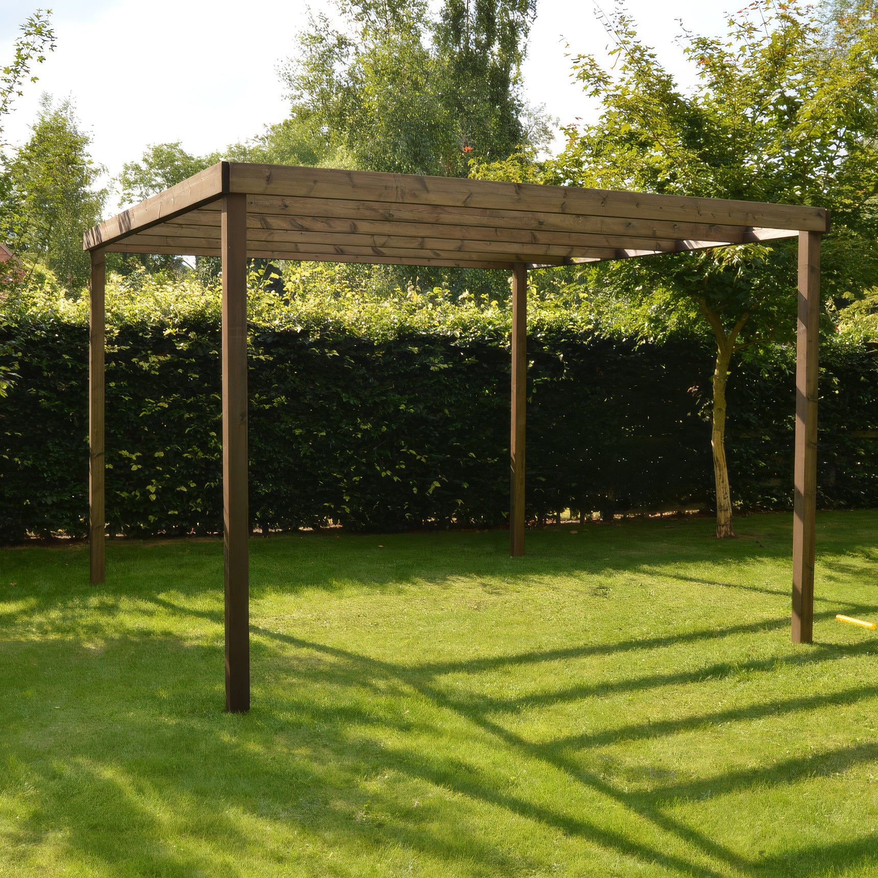 Freestanding Box Pergola - Rustic Brown - 3m Width x 3m Length - Clearance Grade