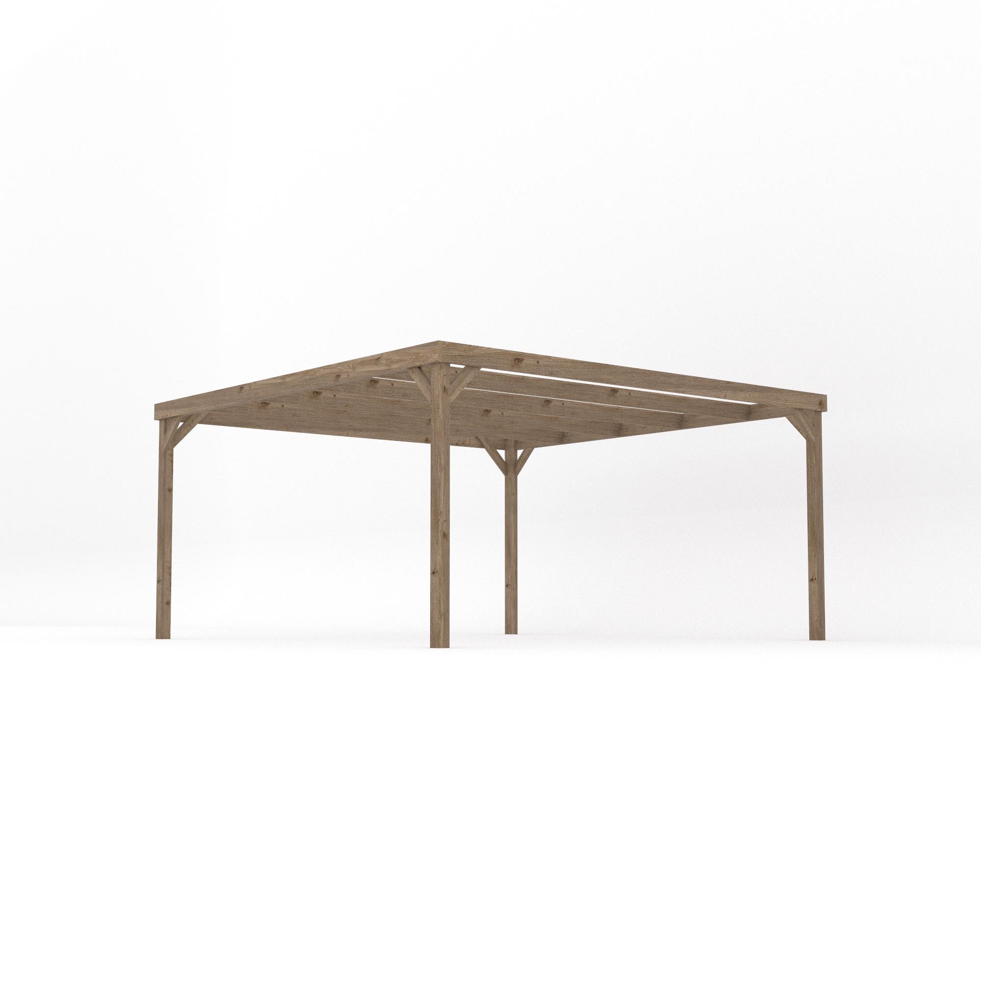 Freestanding Box Pergola - Rustic Brown - 4.2m Width x 4.2m Length - Clearance Grade