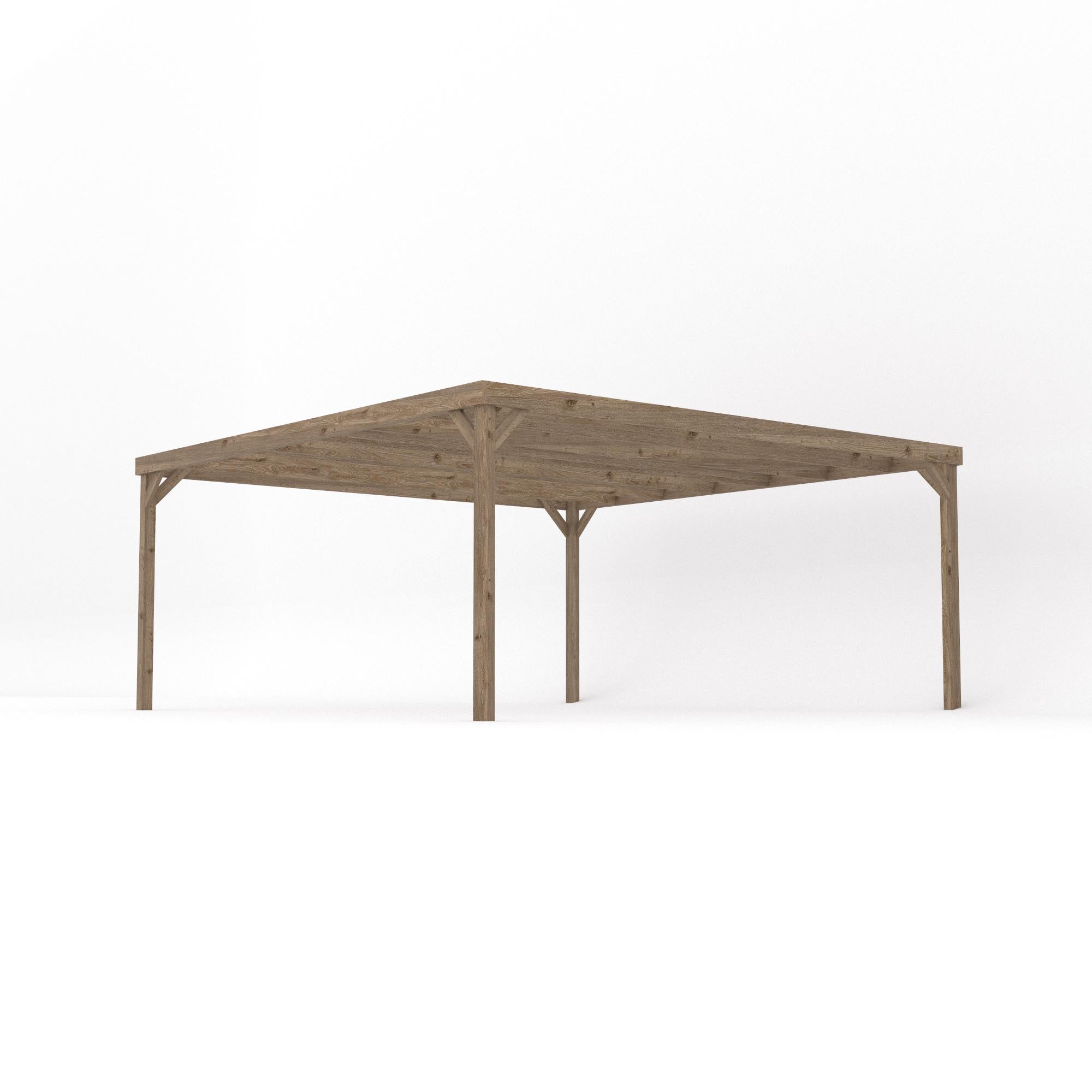 Freestanding Box Pergola - Rustic Brown - 4.8m Width x 4.8m Length - Clearance Grade