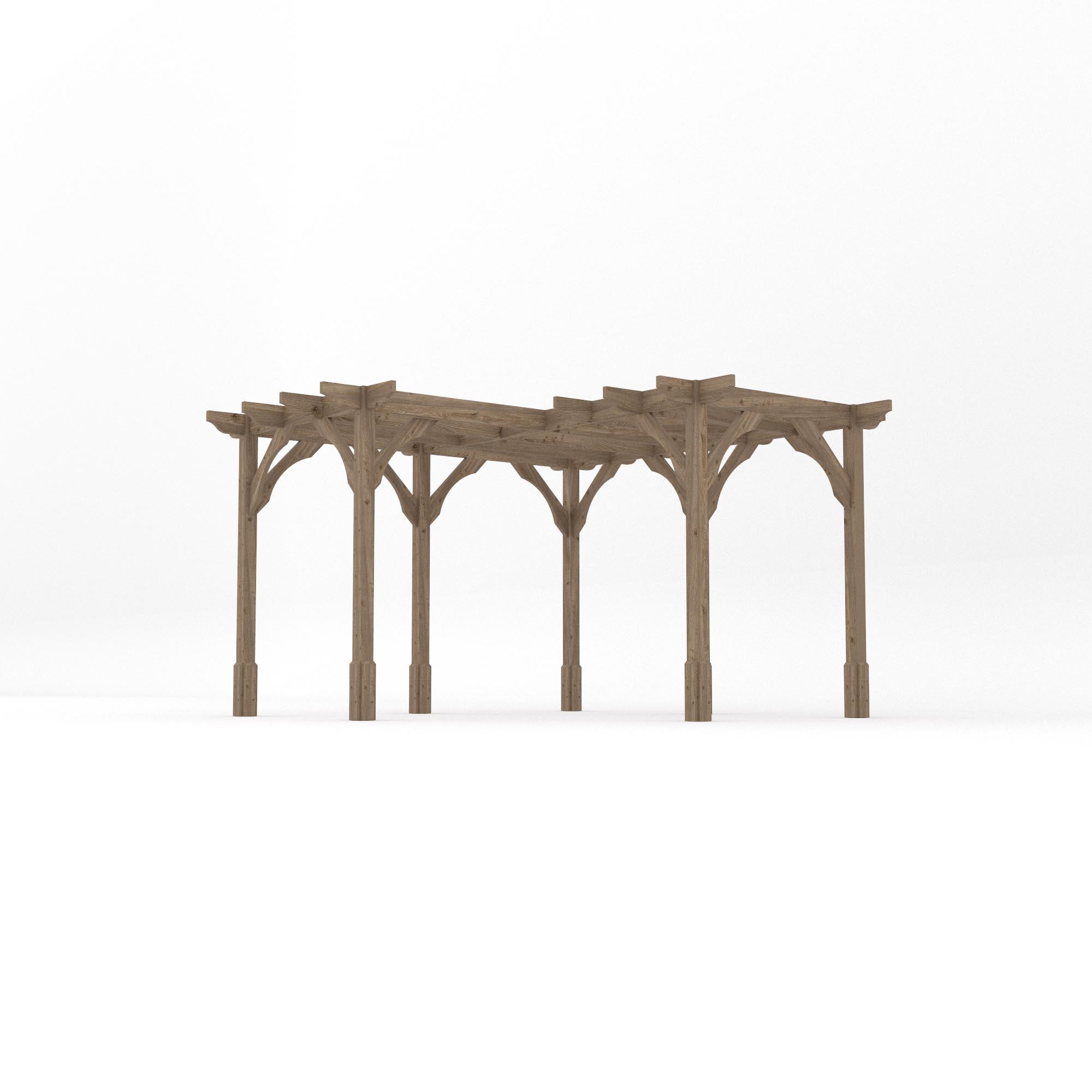 Freestanding Corner Premium Pergola - Rustic Brown - 3.6m Width x 3.6m Length