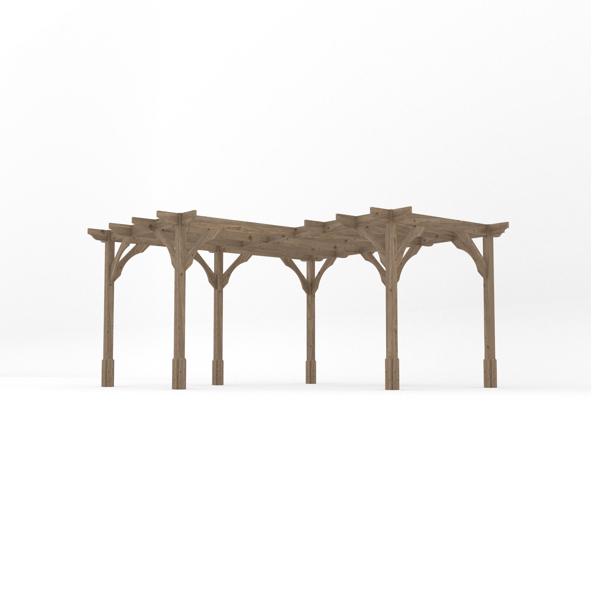 Freestanding Corner Premium Pergola - Rustic Brown - 4.2m Width x 4.2m Length