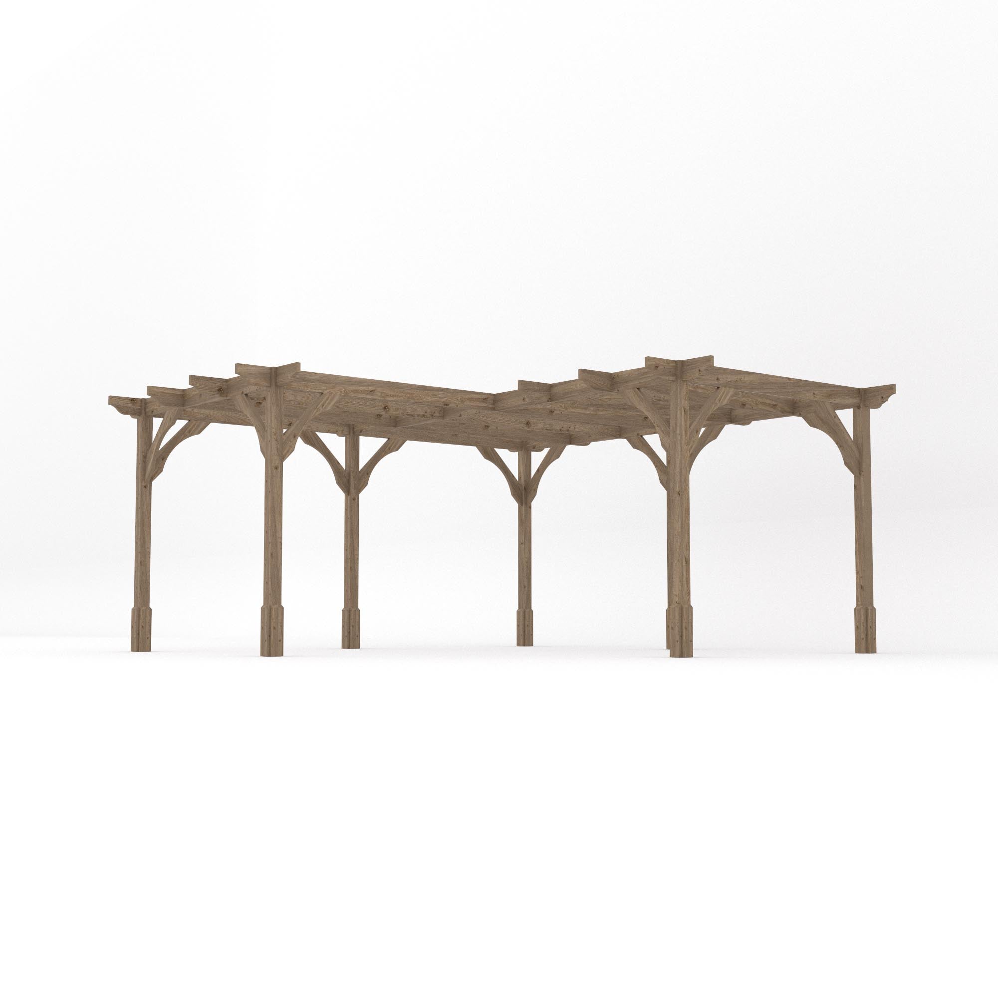 Freestanding Corner Premium Pergola - Rustic Brown - 4.8m Width x 4.8m Length