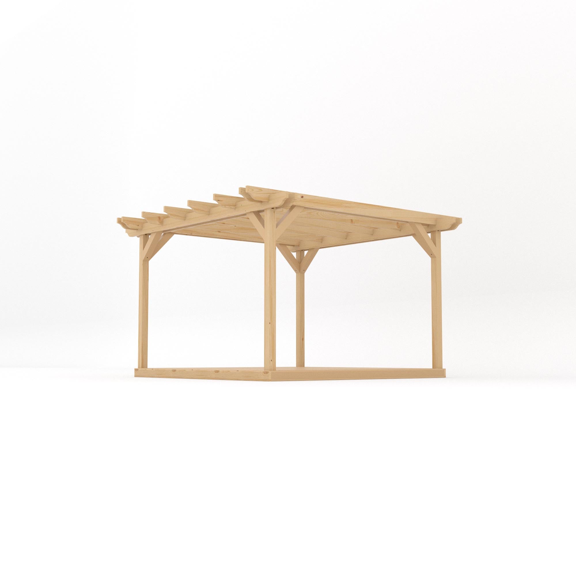 Freestanding Double Garden Pergola with Decking - Light Green - 3.6m Width x 3.6m Length