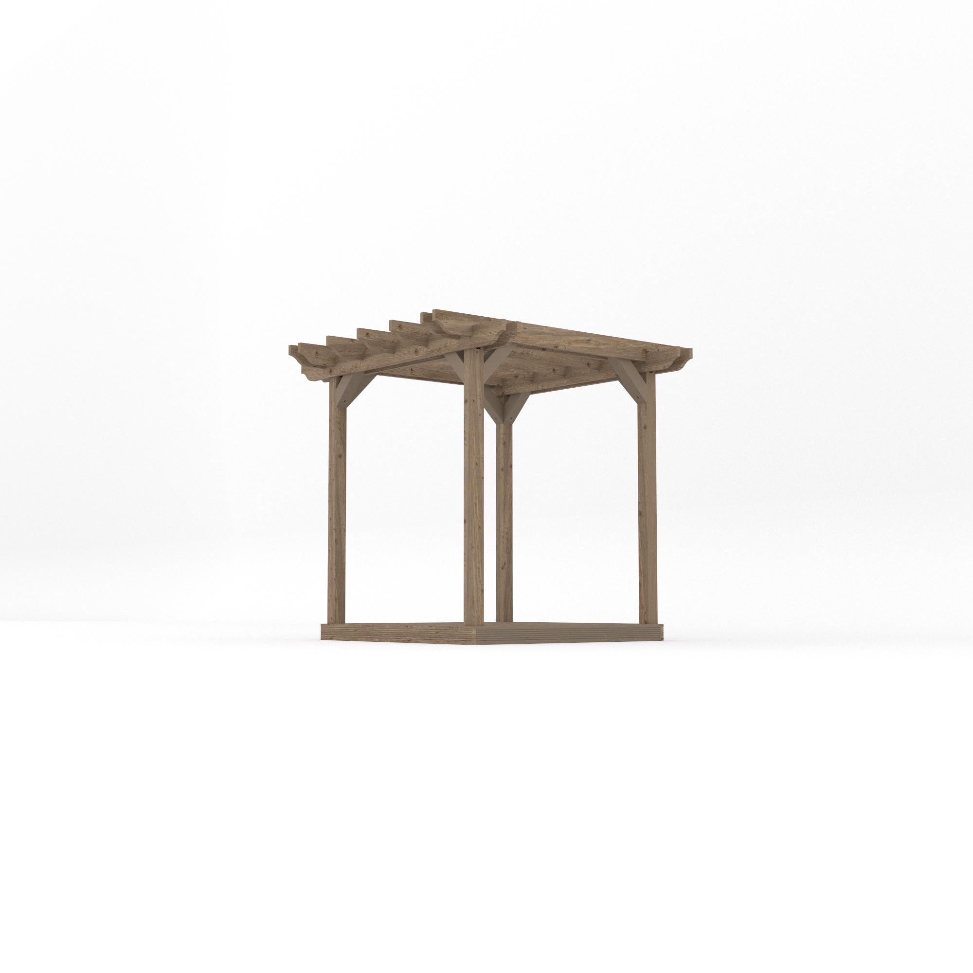 Freestanding Double Garden Pergola with Decking - Rustic Brown - 2.4m Width x 2.4m Length