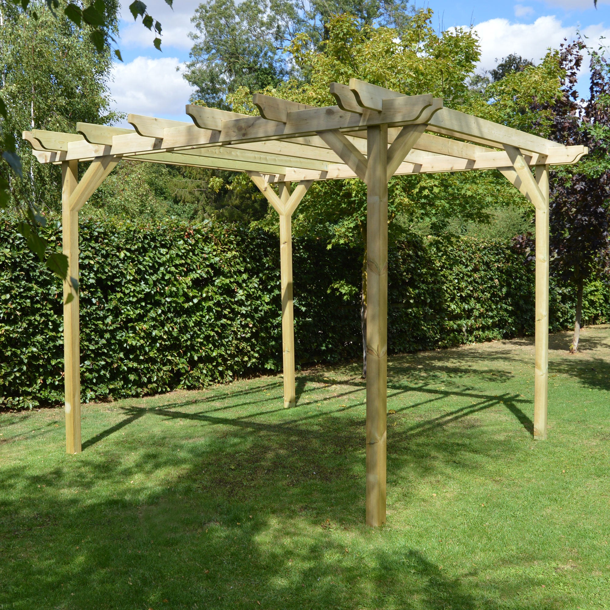 Freestanding Double Garden Pergola - Light Green - 4.8m Width x 7.8m Length