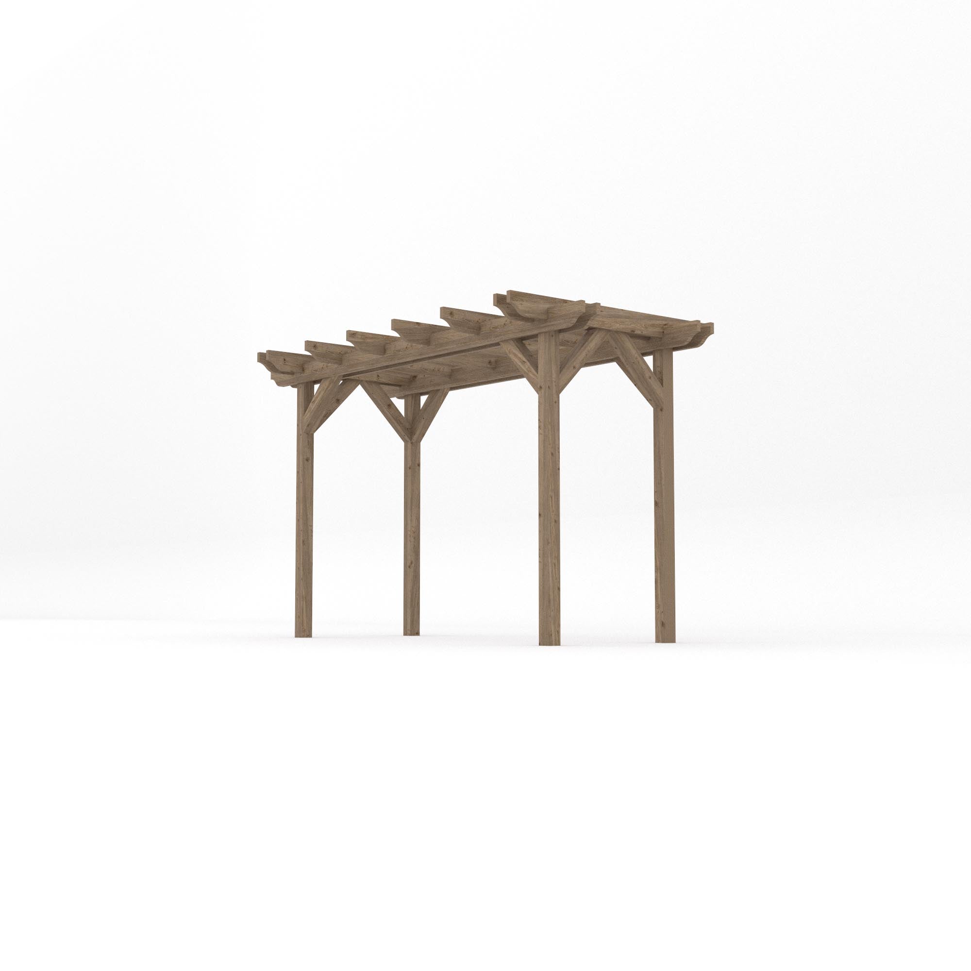 Freestanding Double Garden Pergola - Rustic Brown - 1.8m Width x 3.6m Length