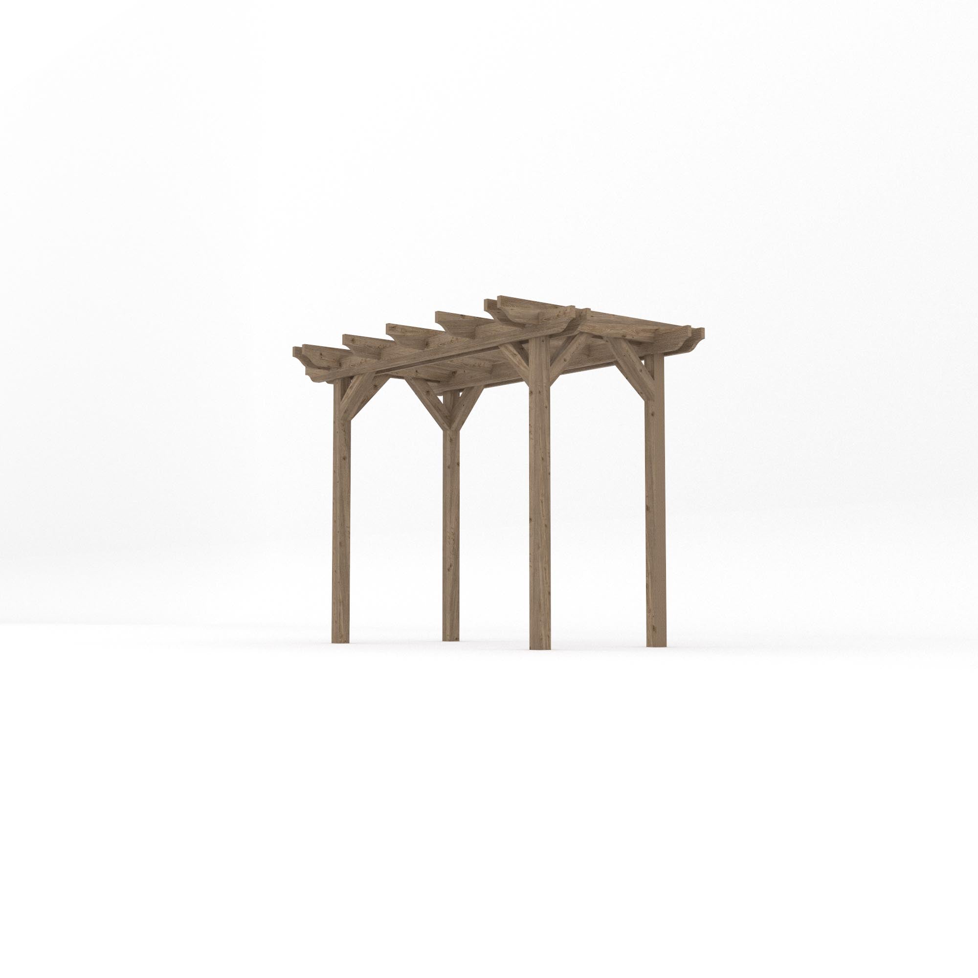 Freestanding Double Garden Pergola - Rustic Brown - 1.8m Width x 3m Length