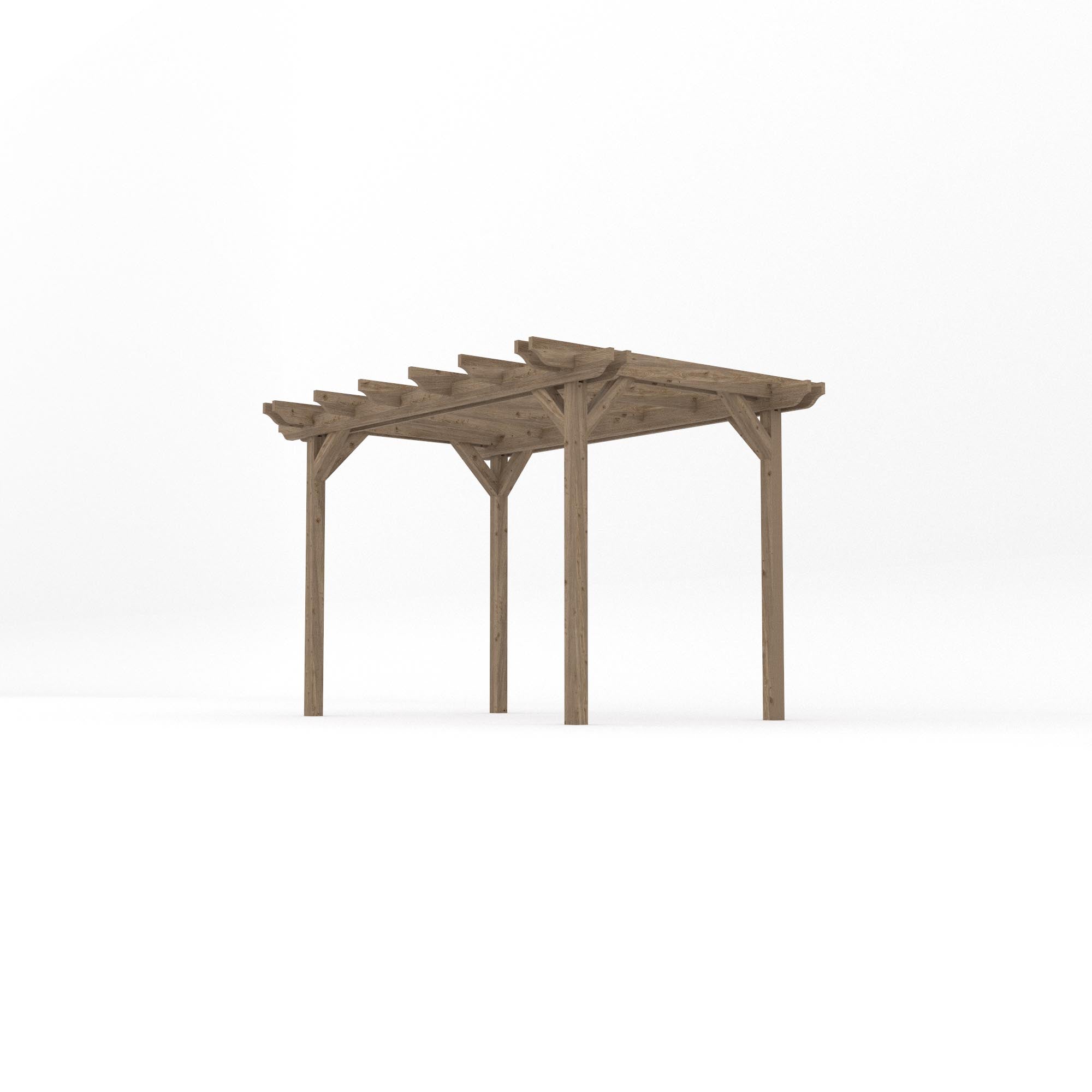 Freestanding Double Garden Pergola - Rustic Brown - 2.4m Width x 3.6m Length