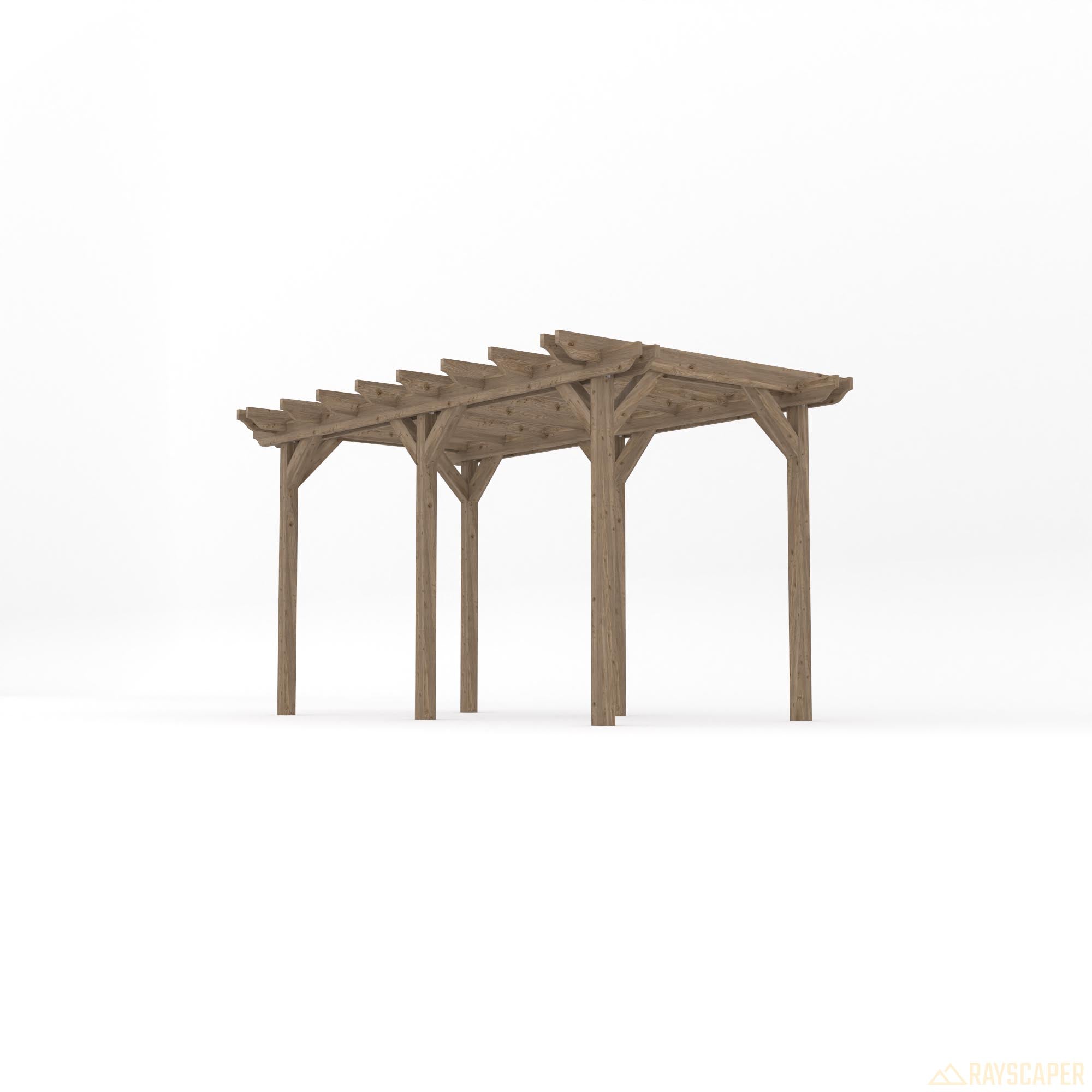 Freestanding Double Garden Pergola - Rustic Brown - 1.8m Width x 4.2m Length
