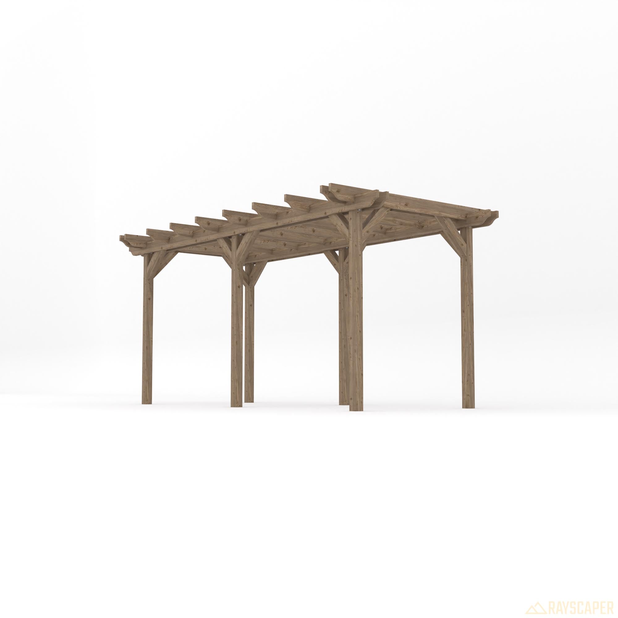 Freestanding Double Garden Pergola - Rustic Brown - 1.8m Width x 4.8m Length