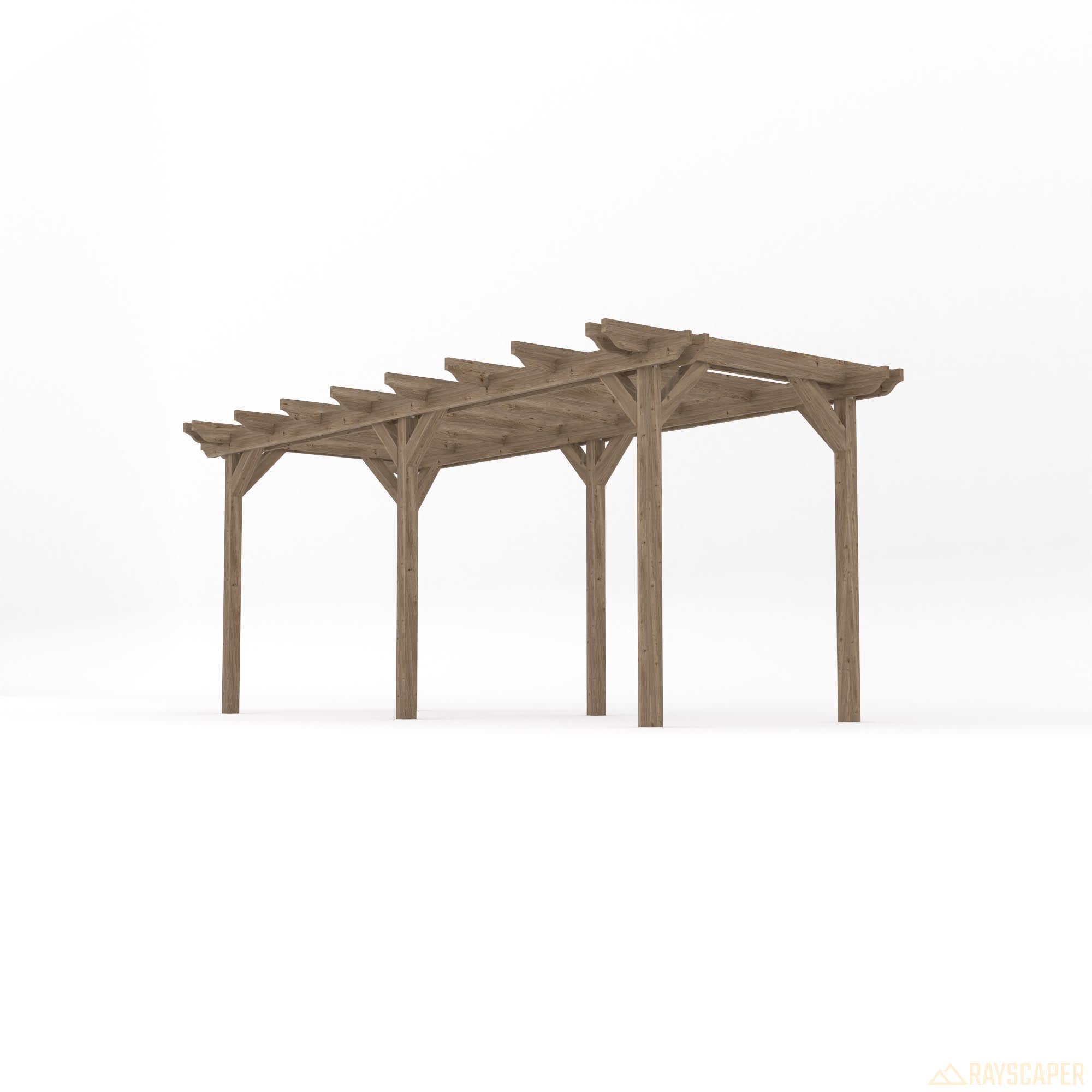 Freestanding Double Garden Pergola - Rustic Brown - 4.8m Width x 5.4m Length