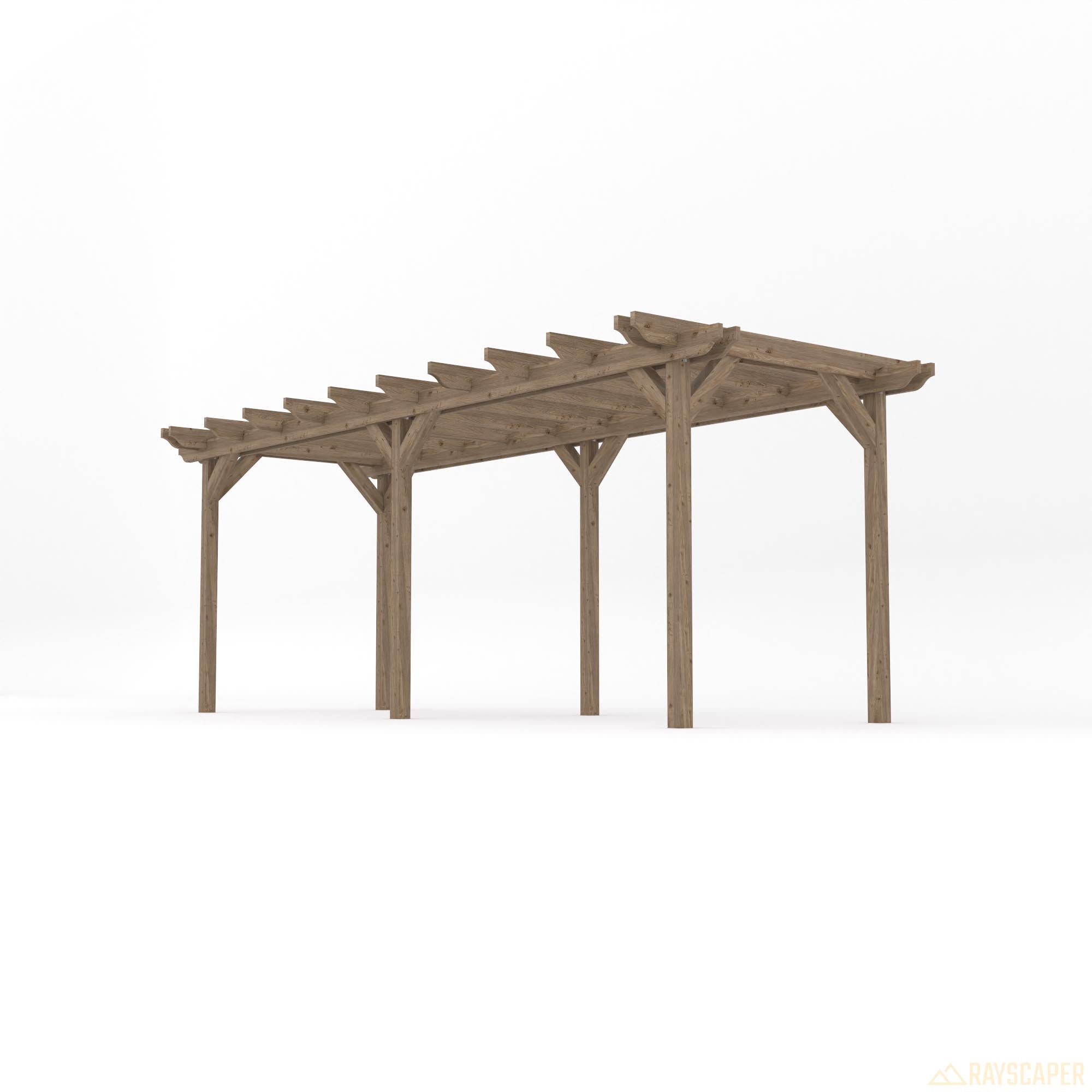 Freestanding Double Garden Pergola - Rustic Brown - 4.8m Width x 6m Length