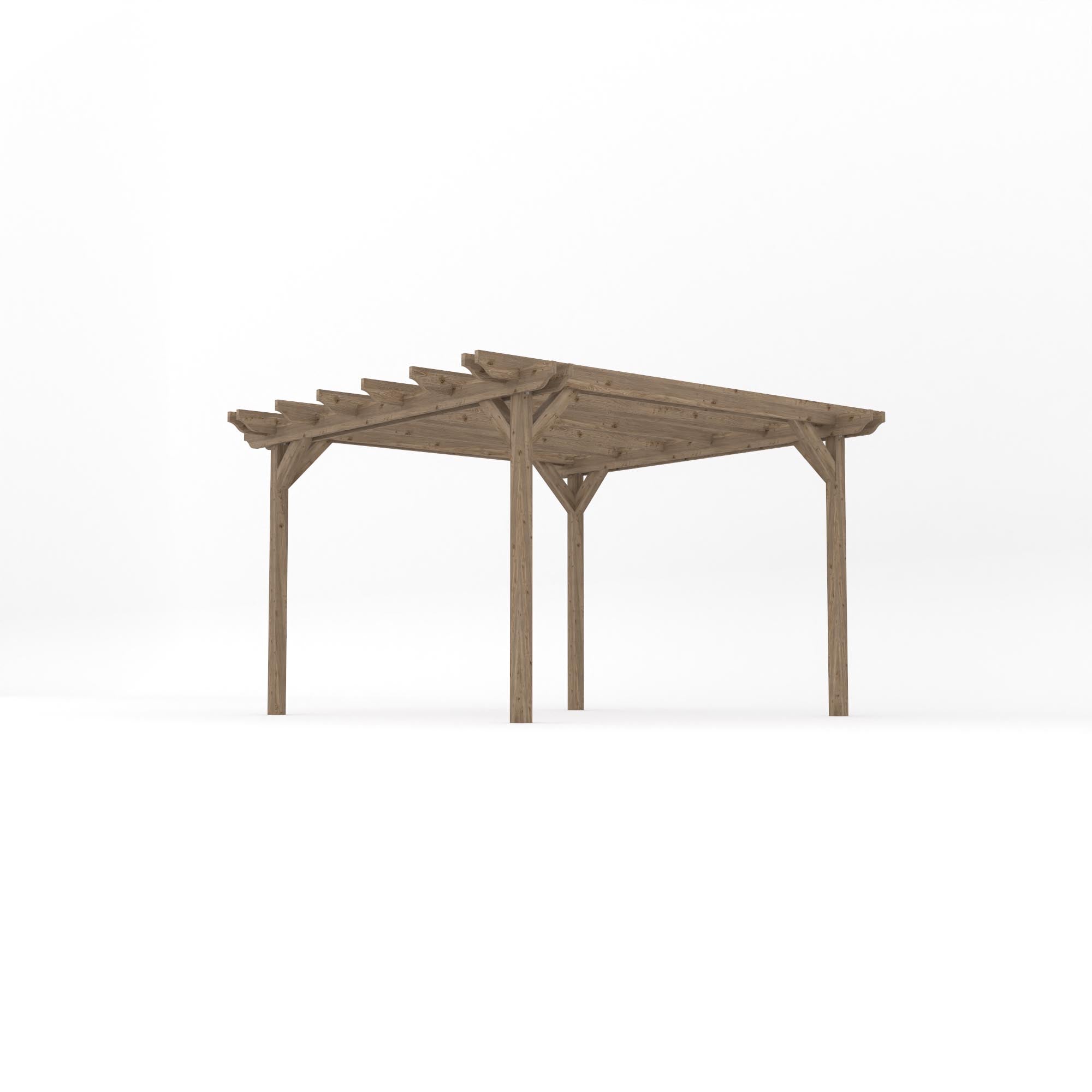 Freestanding Double Garden Pergola - Rustic Brown - 3.6m Width x 3.6m Length