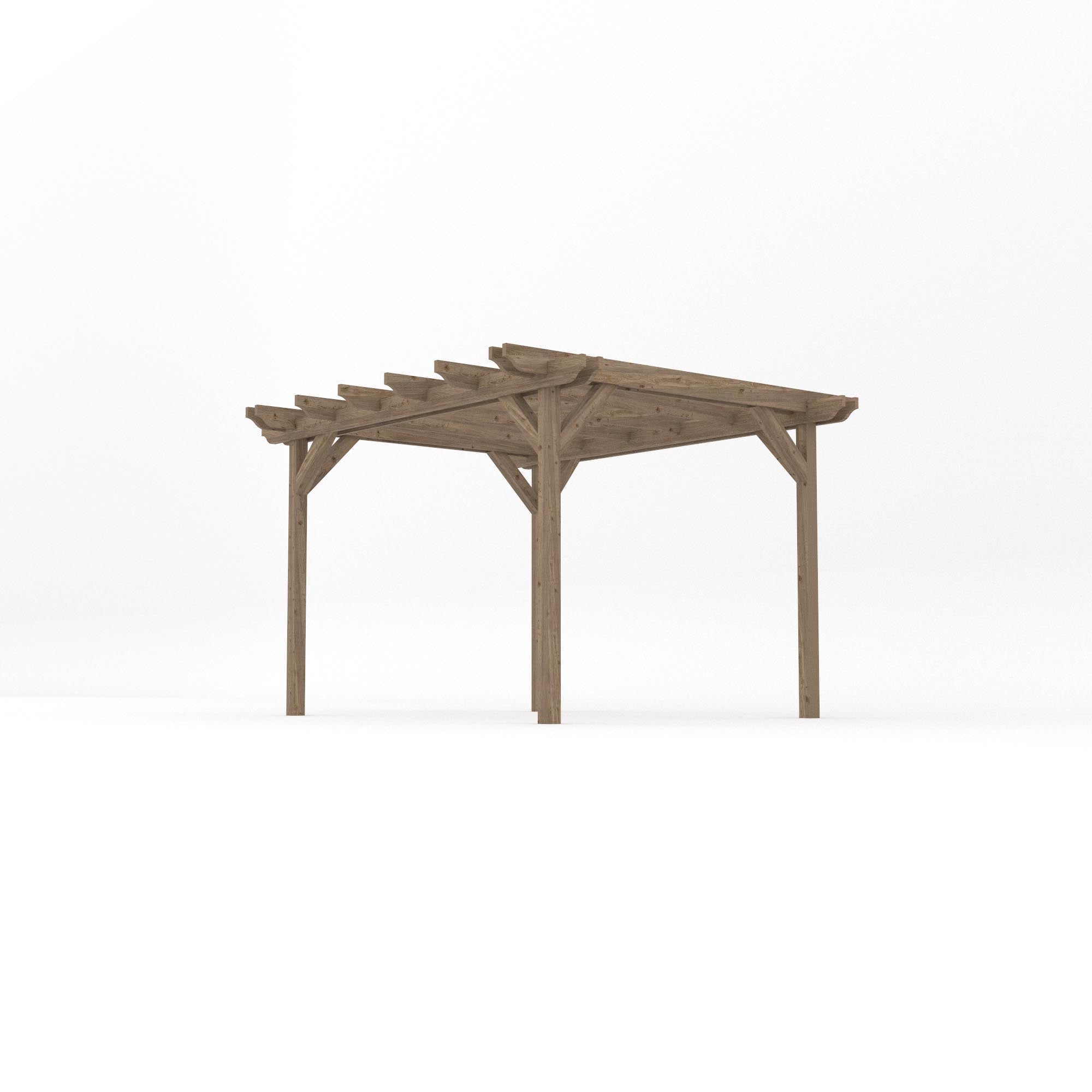 Freestanding Double Garden Pergola - Rustic Brown - 3m Width x 3.6m Length