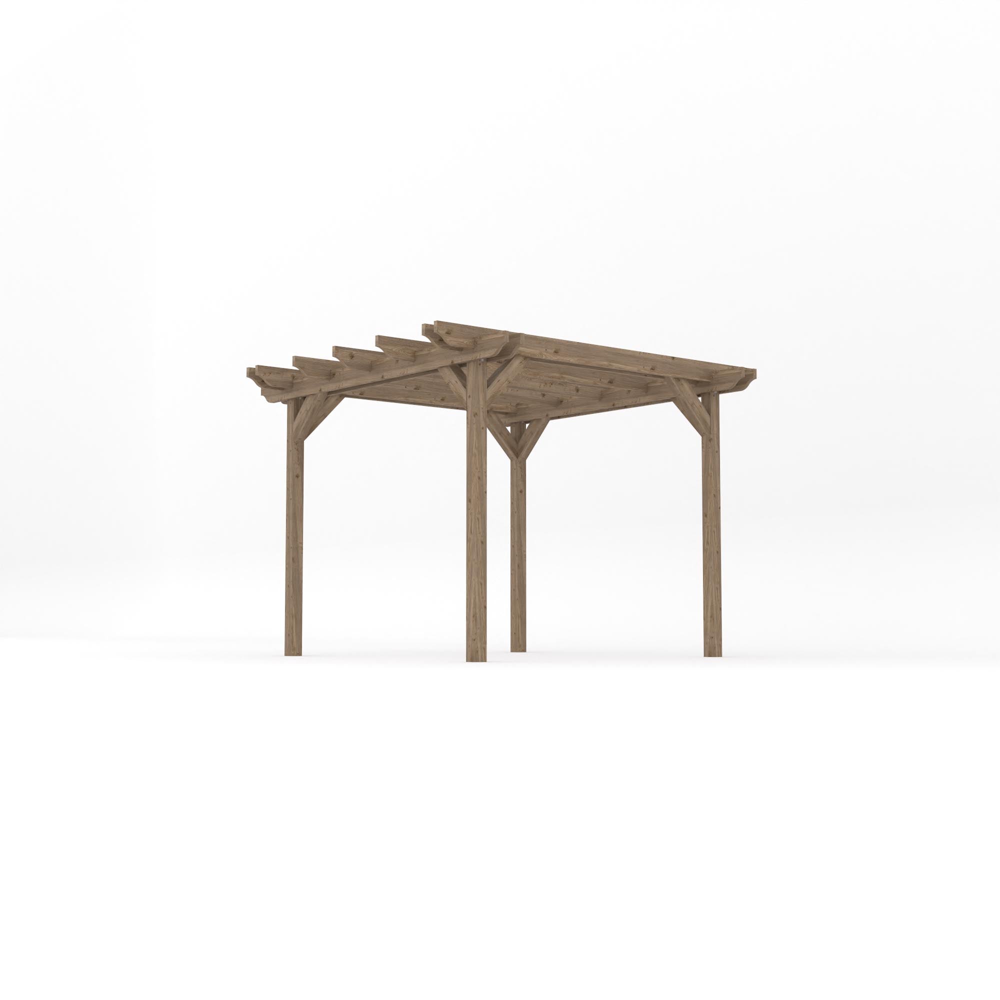 Freestanding Double Garden Pergola - Rustic Brown - 3m Width x 3m Length