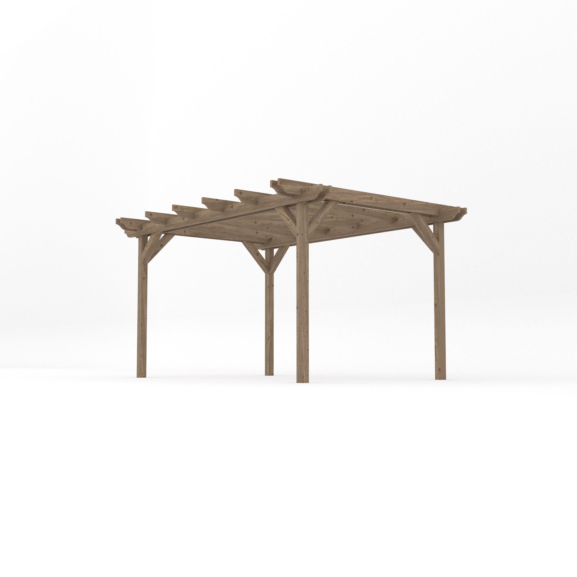 Freestanding Double Garden Pergola - Rustic Brown - 3m Width x 4.2m Length