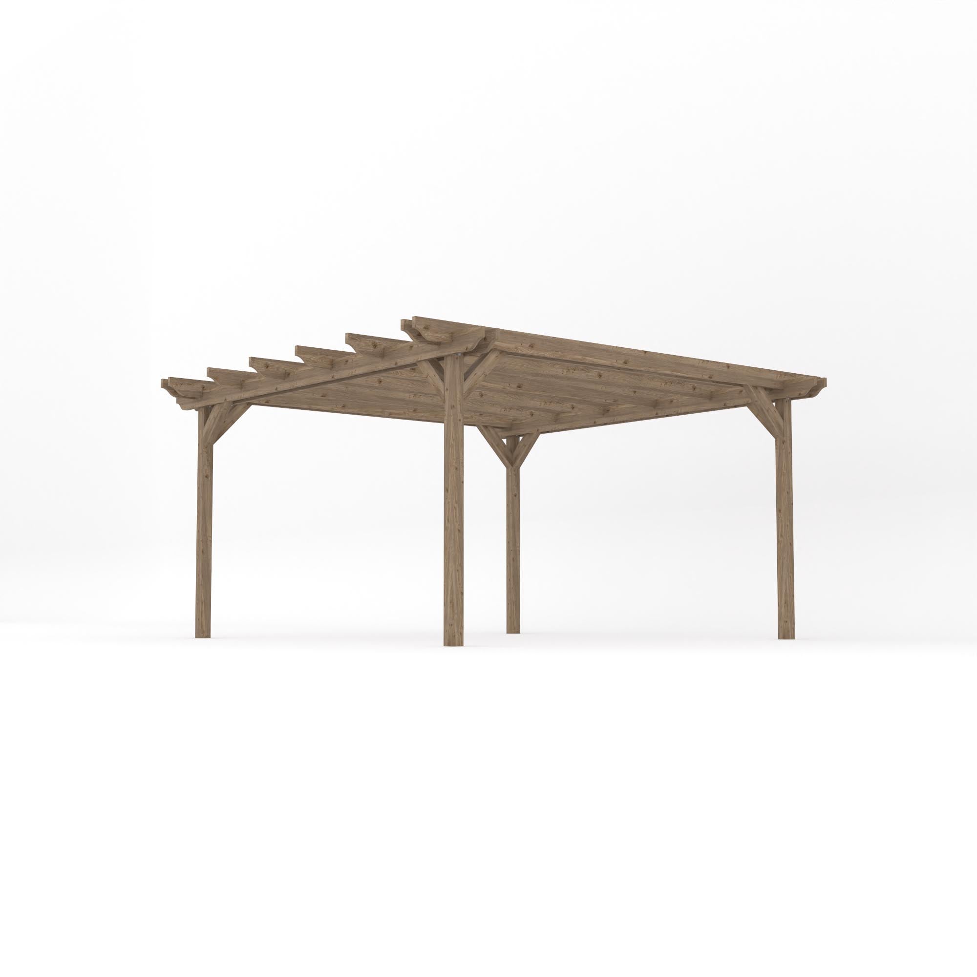 Freestanding Double Garden Pergola - Rustic Brown - 4.2m Width x 4.2m Length