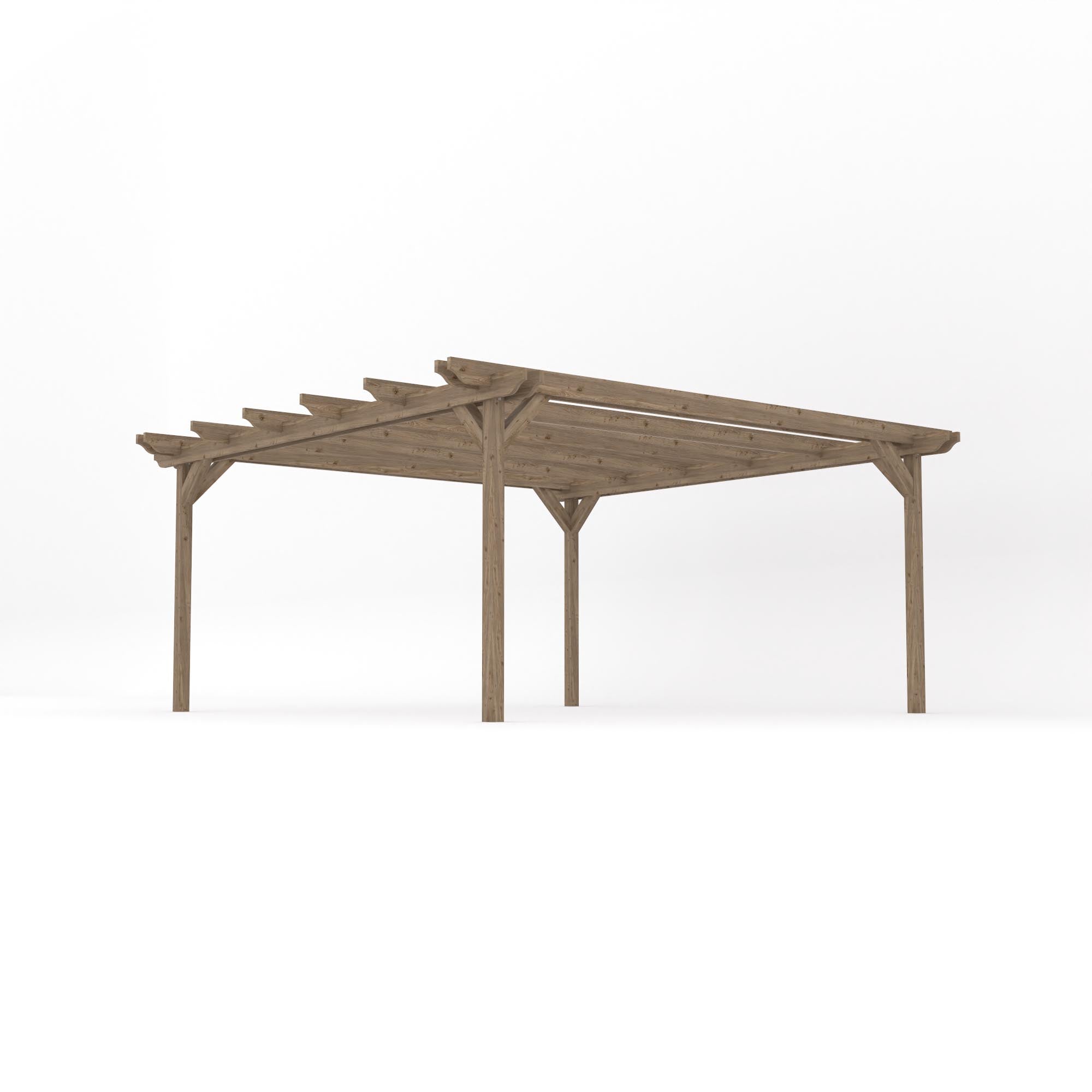 Freestanding Garden Pergola - Rustic Brown - 4.8m Width x 4.8m Length - Clearance Grade