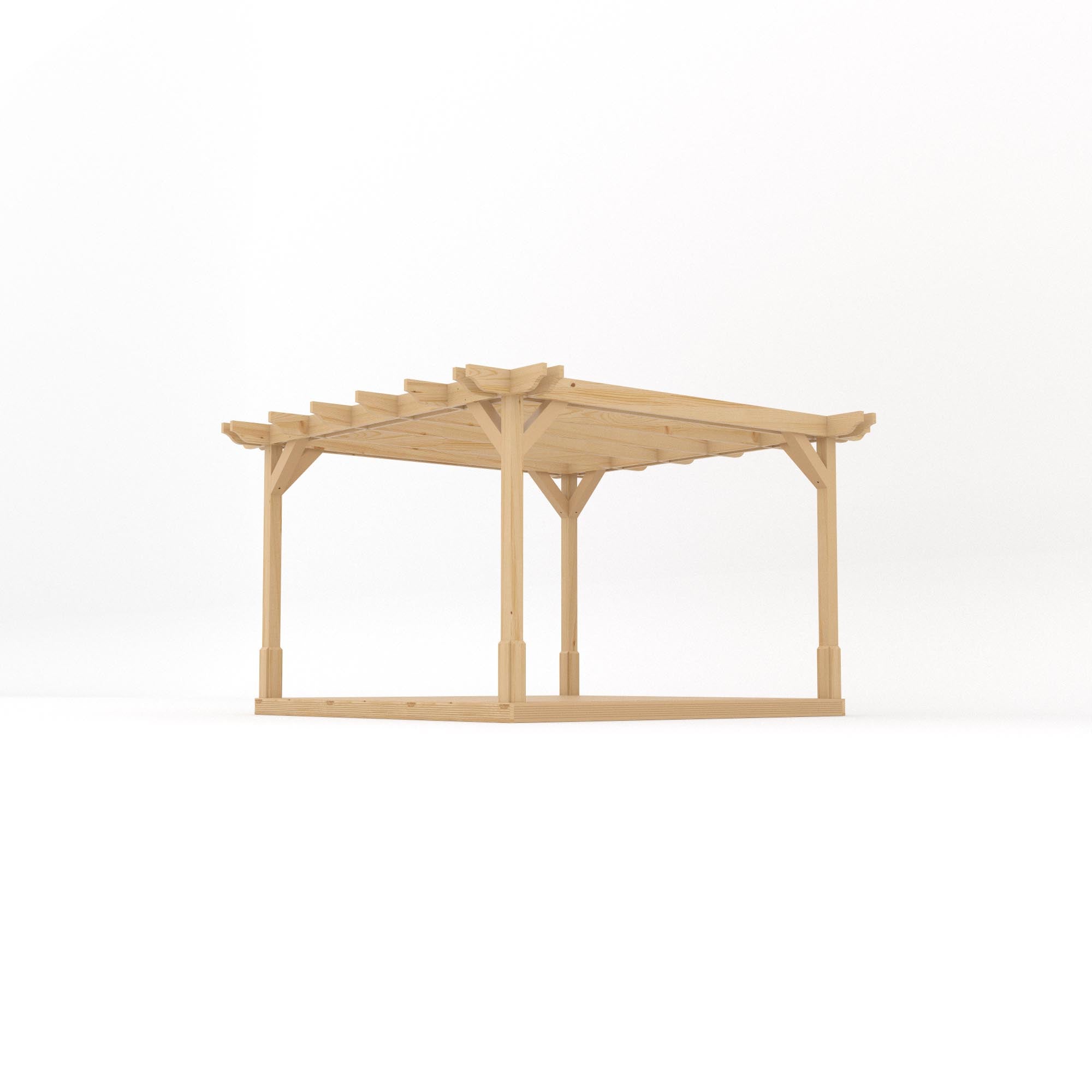 Freestanding Double Premium Pergola with Decking - Light Green - 3.6m Width x 3.6m Length