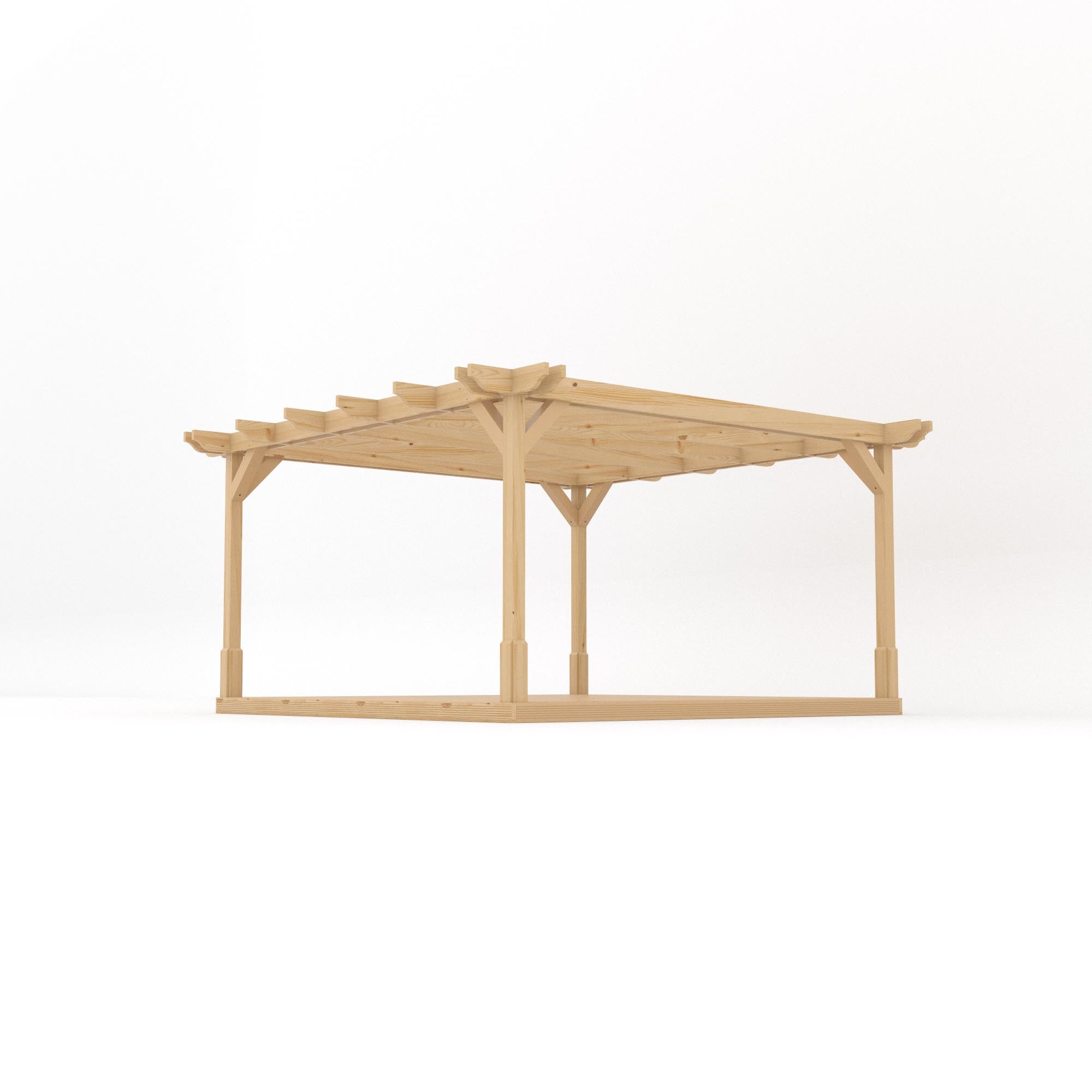 Freestanding Double Premium Pergola with Decking - Light Green - 4.2m Width x 4.2m Length