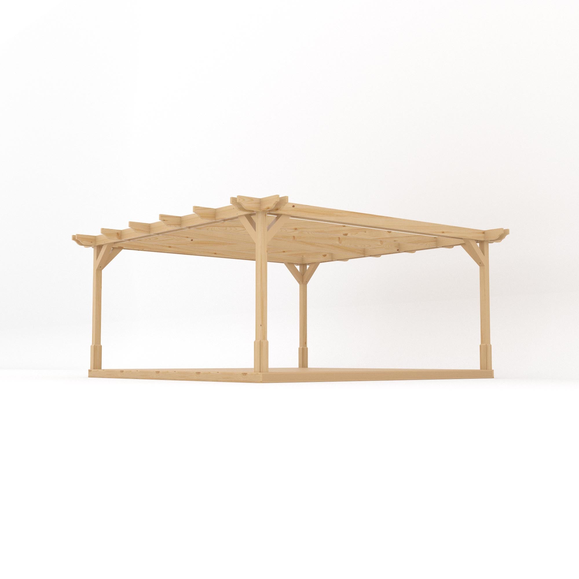 Freestanding Double Premium Pergola with Decking - Light Green - 4.8m Width x 4.8m Length