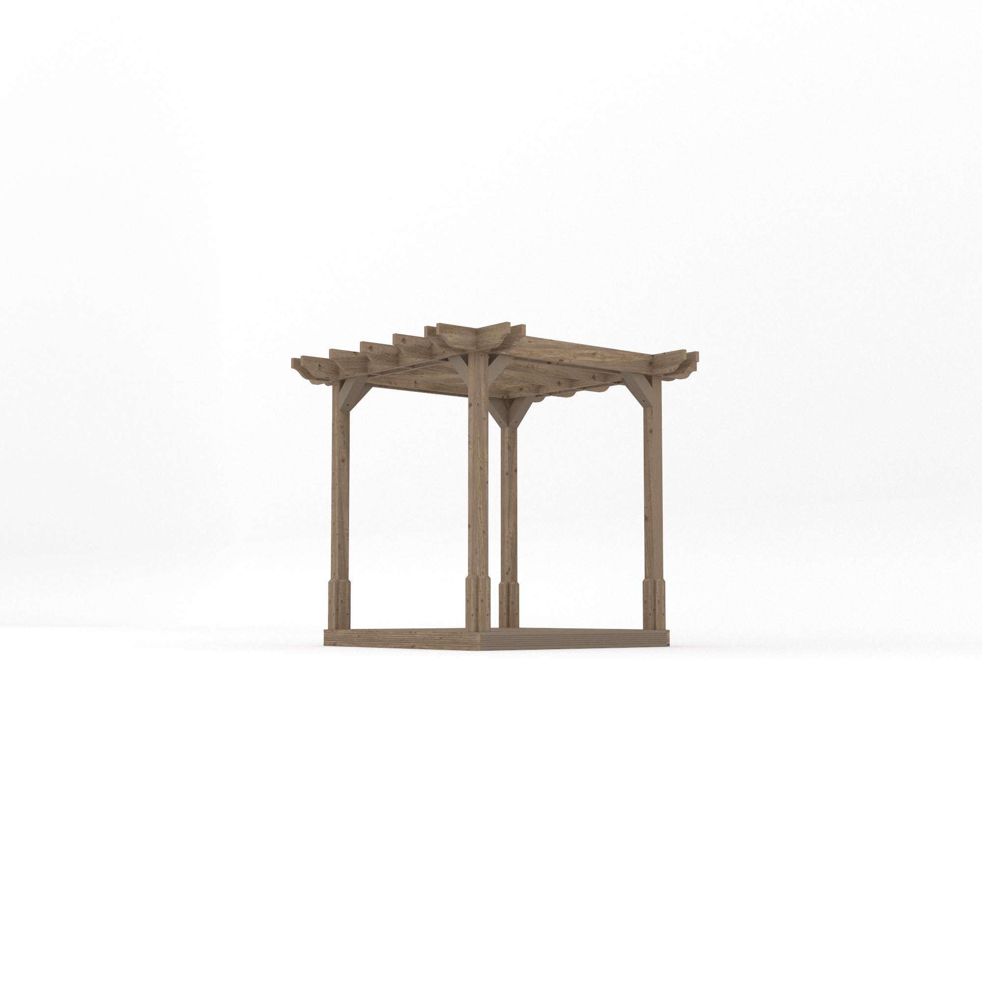 Freestanding Double Premium Pergola with Decking - Rustic Brown - 2.4m Width x 2.4m Length