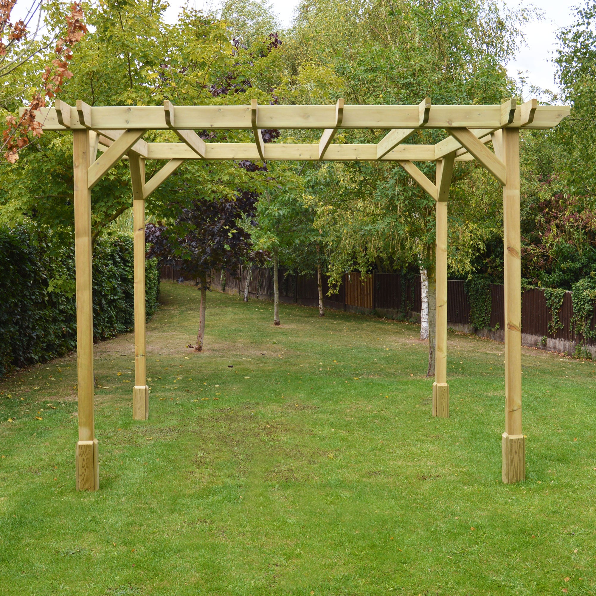 Freestanding Double Premium Pergola - Light Green - 3.6m Width x 3.6m Length